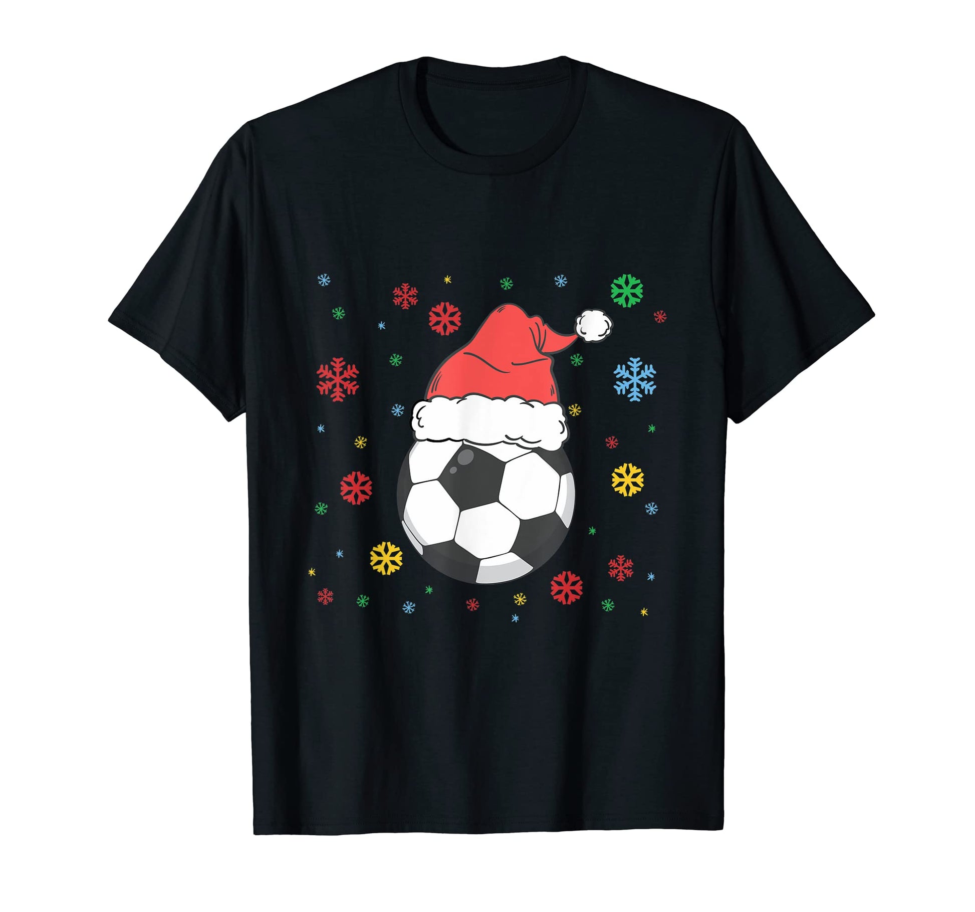 Soccer Ball Santa Hat Funny Sport T-Shirt - Trendy Graphic Unisex - T-Shirt, Sweatshirt, Hoodie