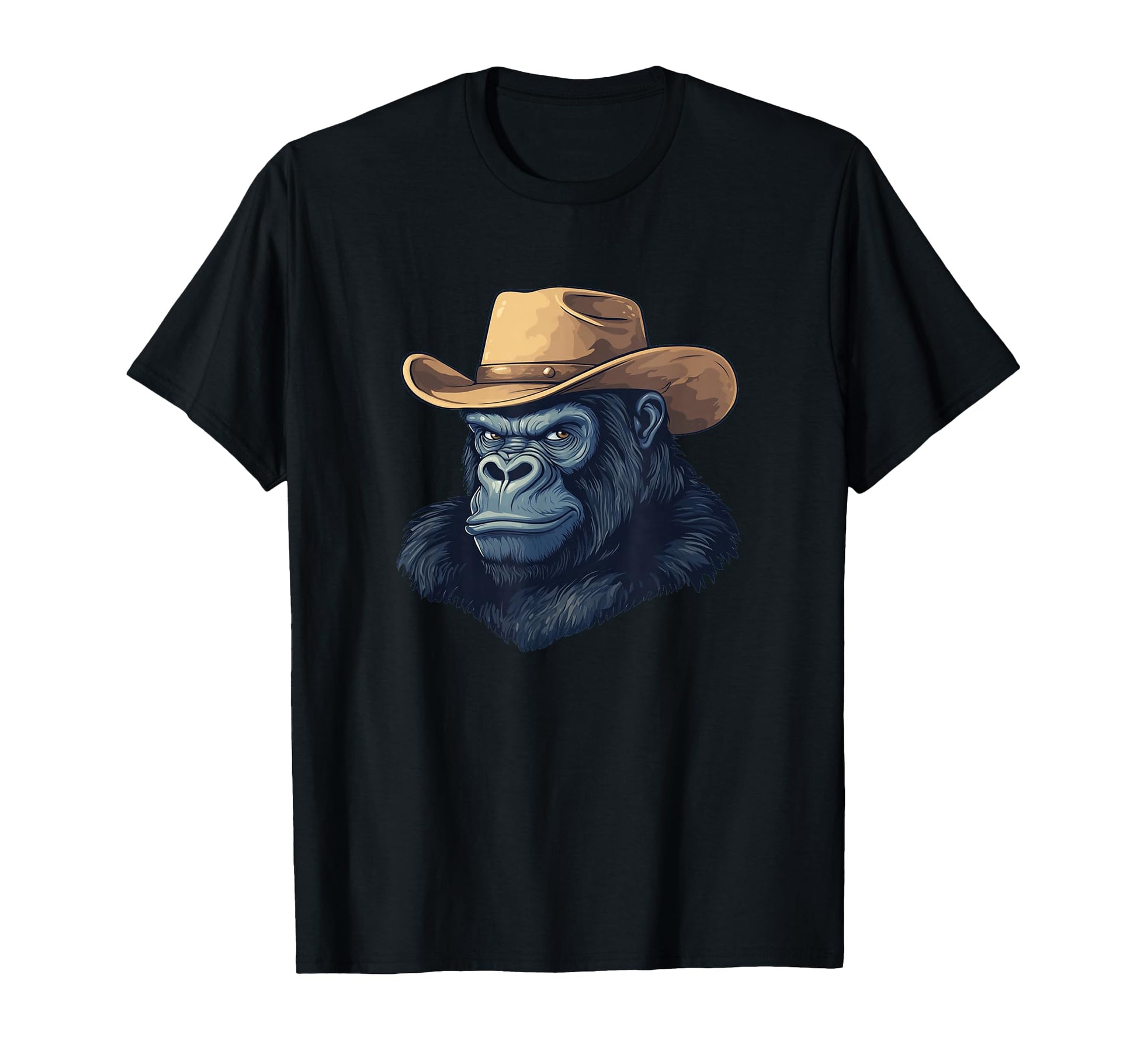 Fun Gorilla Face Cowboy Hat Rodeo T-Shirt - Minimalist Print for Adults - T-Shirt, Sweatshirt, Hoodie