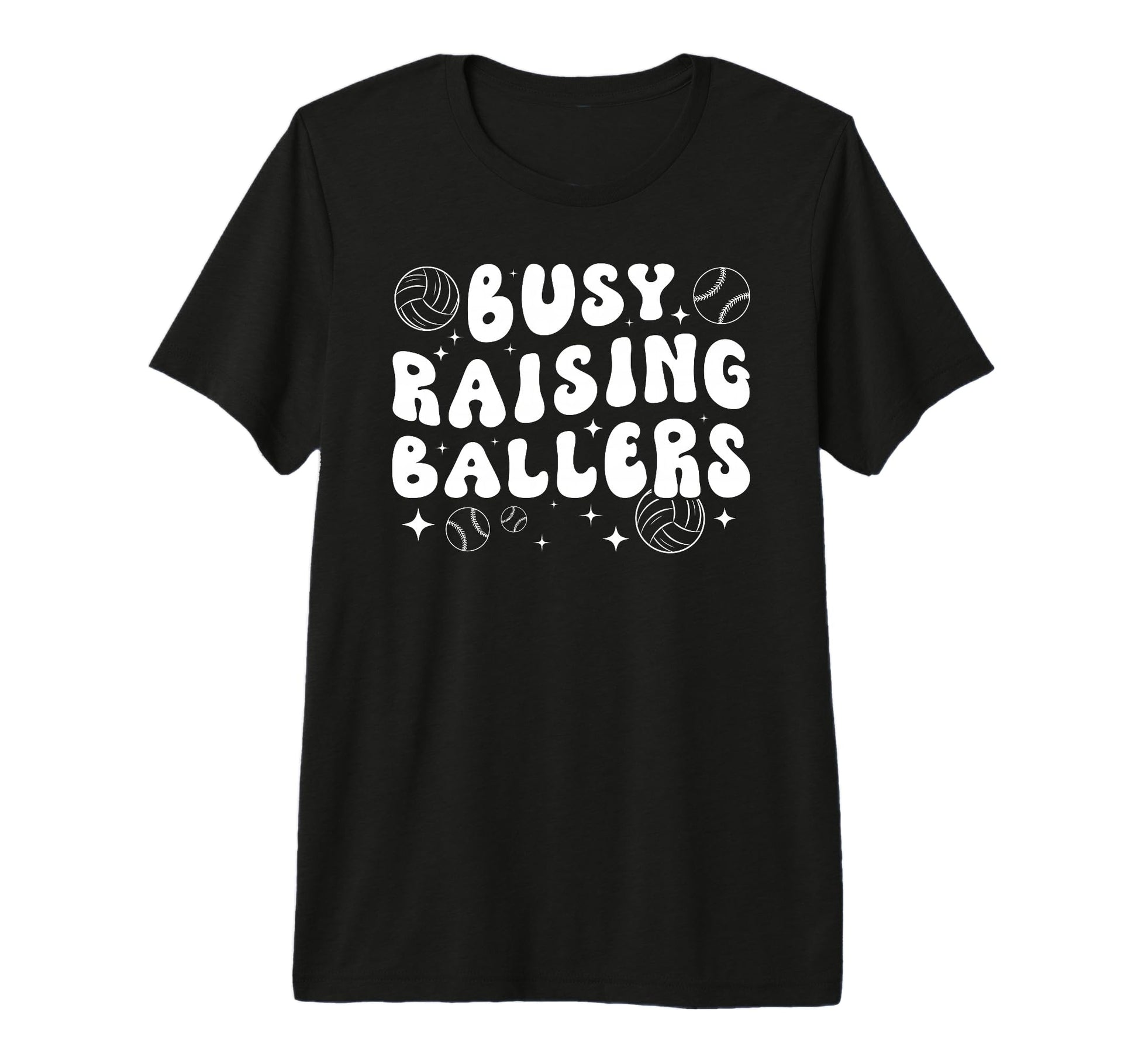 Busy Raising Ballers Volleyball Baseball T-Shirt - Unique Graphic Unisex - T-Shirt, Sweatshirt, Hoodie
