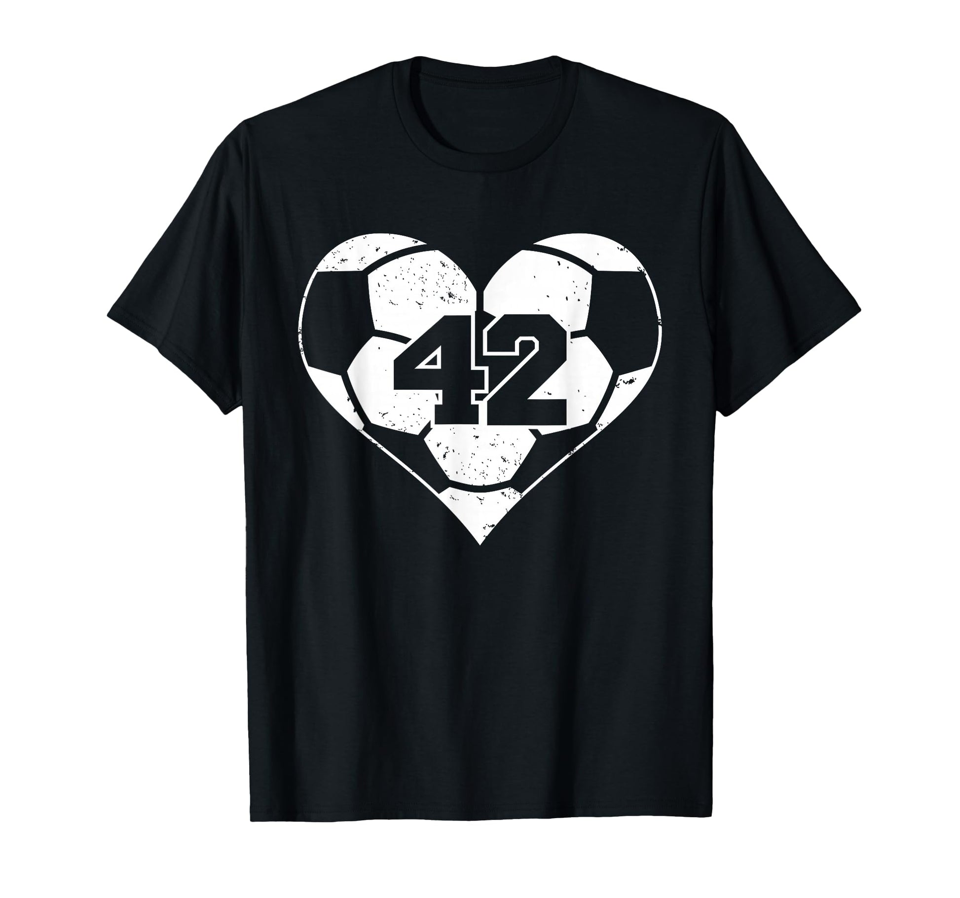 Soccer Heart Number 42 Jersey Sports Fan T-Shirt - Novelty Apparel Unisex - T-Shirt, Sweatshirt, Hoodie