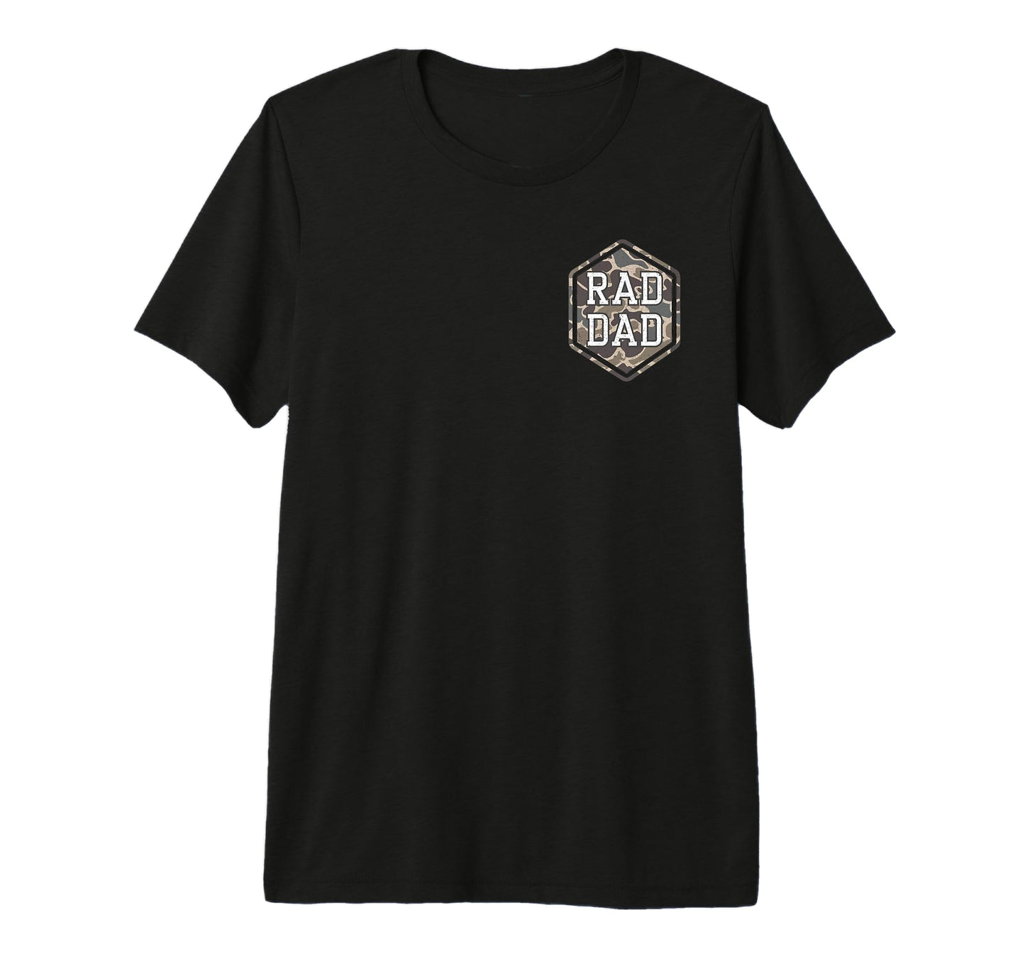 2 Sides Camo Rad Dad Camouflage Daddy T-Shirt - Minimalist Print Unisex - T-Shirt, Sweatshirt, Hoodie