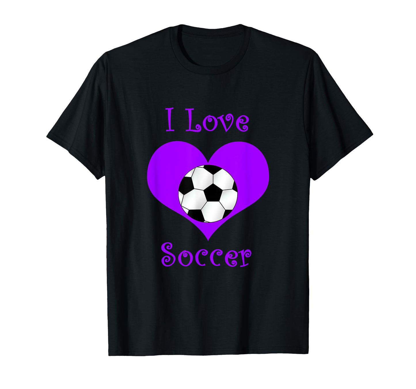 Girly Purple I Love Soccer Heart T-Shirt - Custom Art Print for Adults - T-Shirt, Sweatshirt, Hoodie