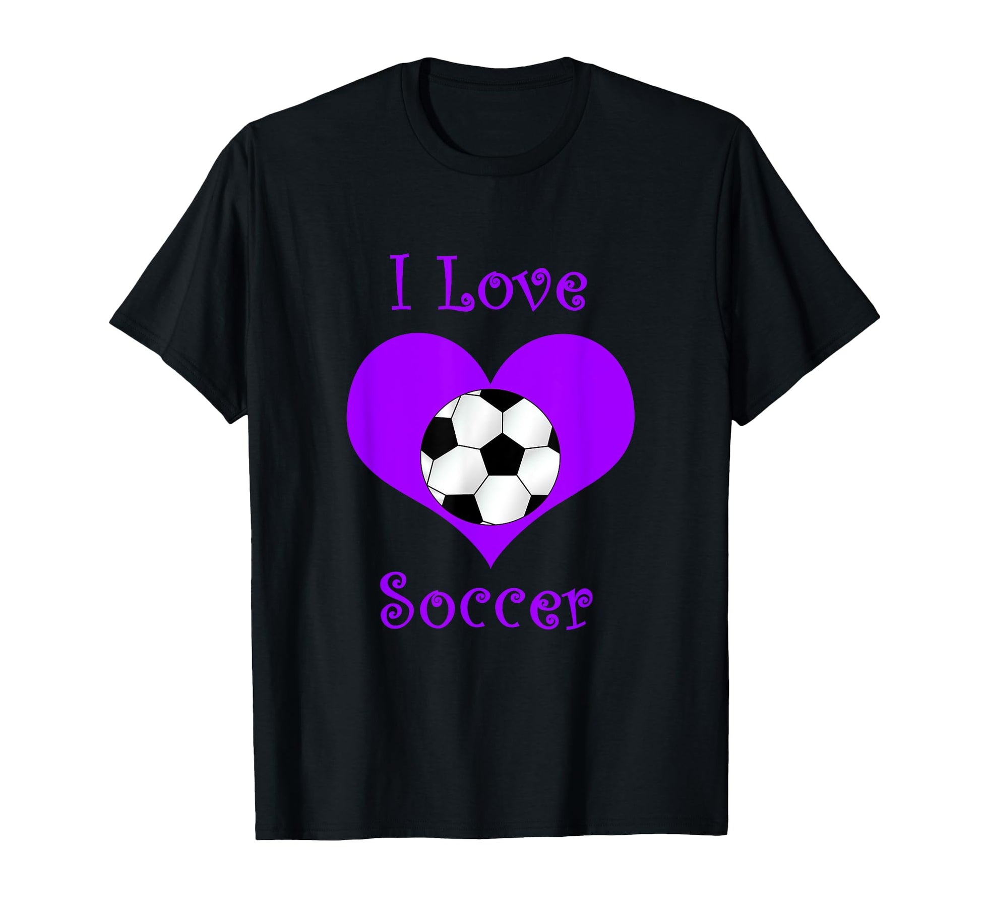 Girly Purple I Love Soccer Heart T-Shirt - Custom Art Print for Adults - T-Shirt, Sweatshirt, Hoodie