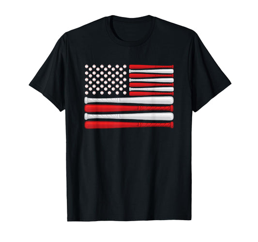 American Baseball Flag Baseball Flag T-Shirt - Fun Novelty Design Men Women - T-Shirt, Sweatshirt, Hoodie