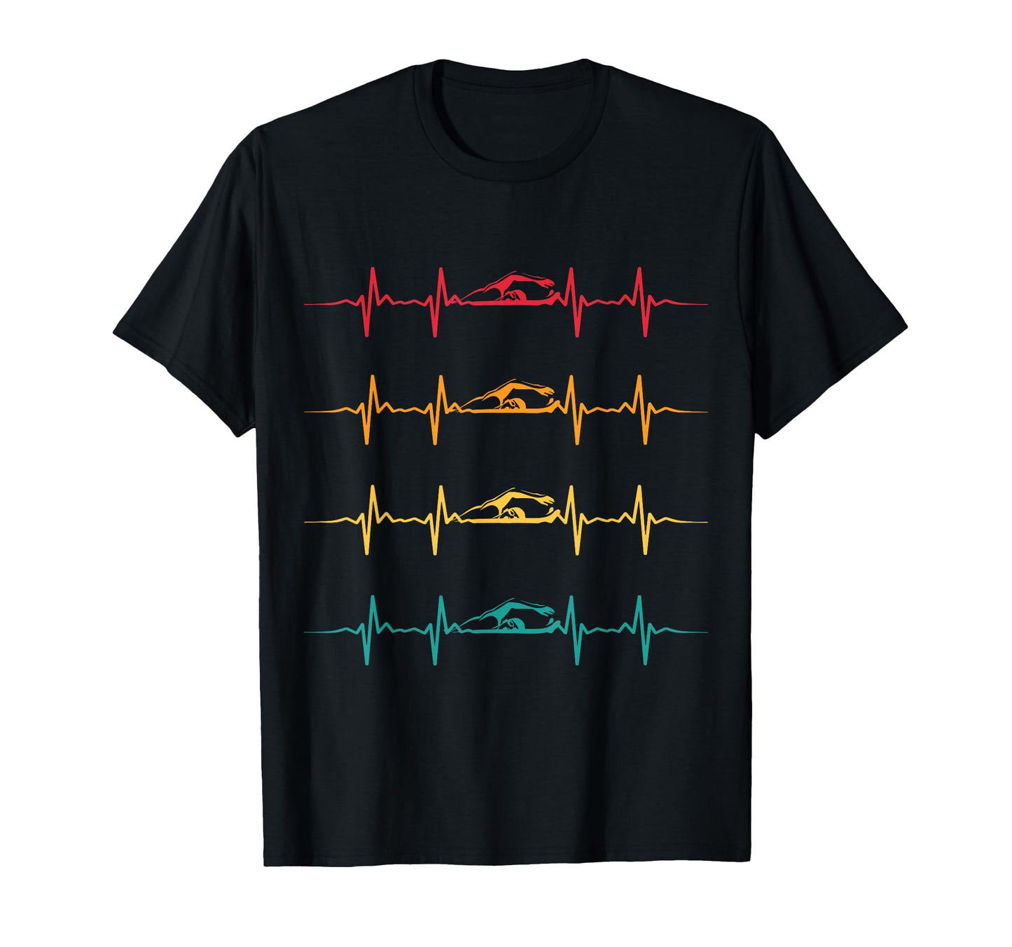 Swimming Swimmer Heartbeat Swim Lover T-Shirt - Aesthetic Graphic Men Women - T-Shirt, Sweatshirt, Hoodie
