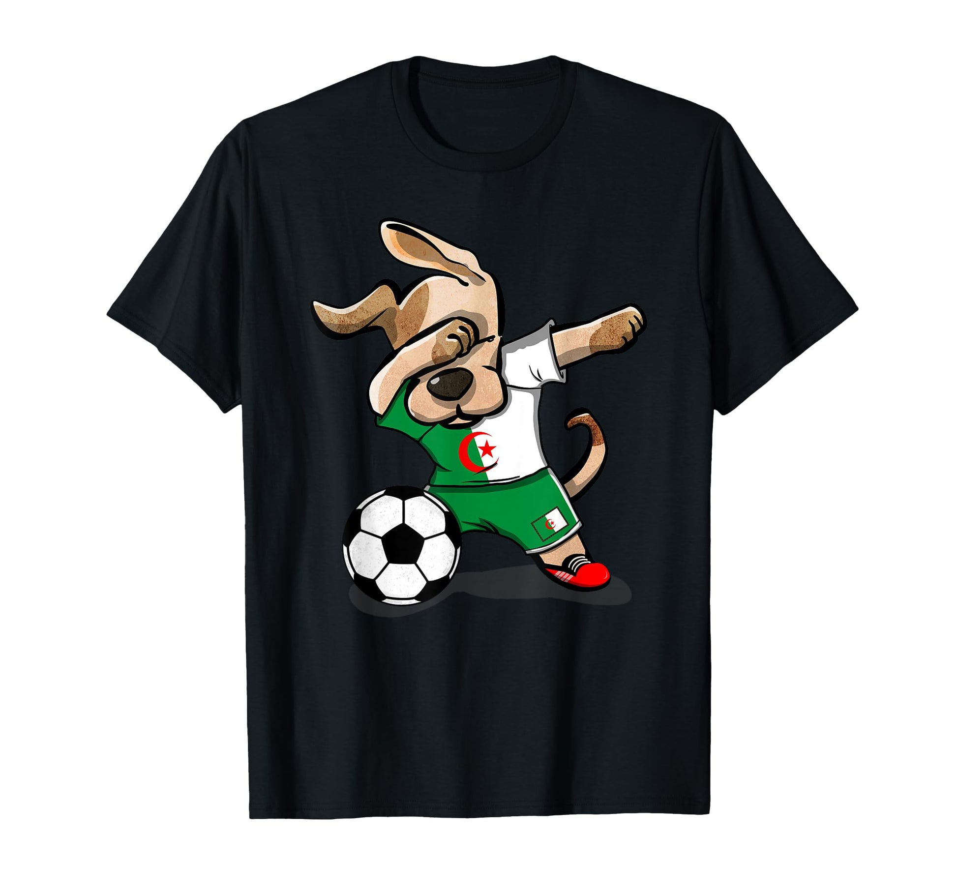 Dabbing Dog Algeria Soccer Jersey Algerian T-Shirt - Unique Graphic Unisex - T-Shirt, Sweatshirt, Hoodie