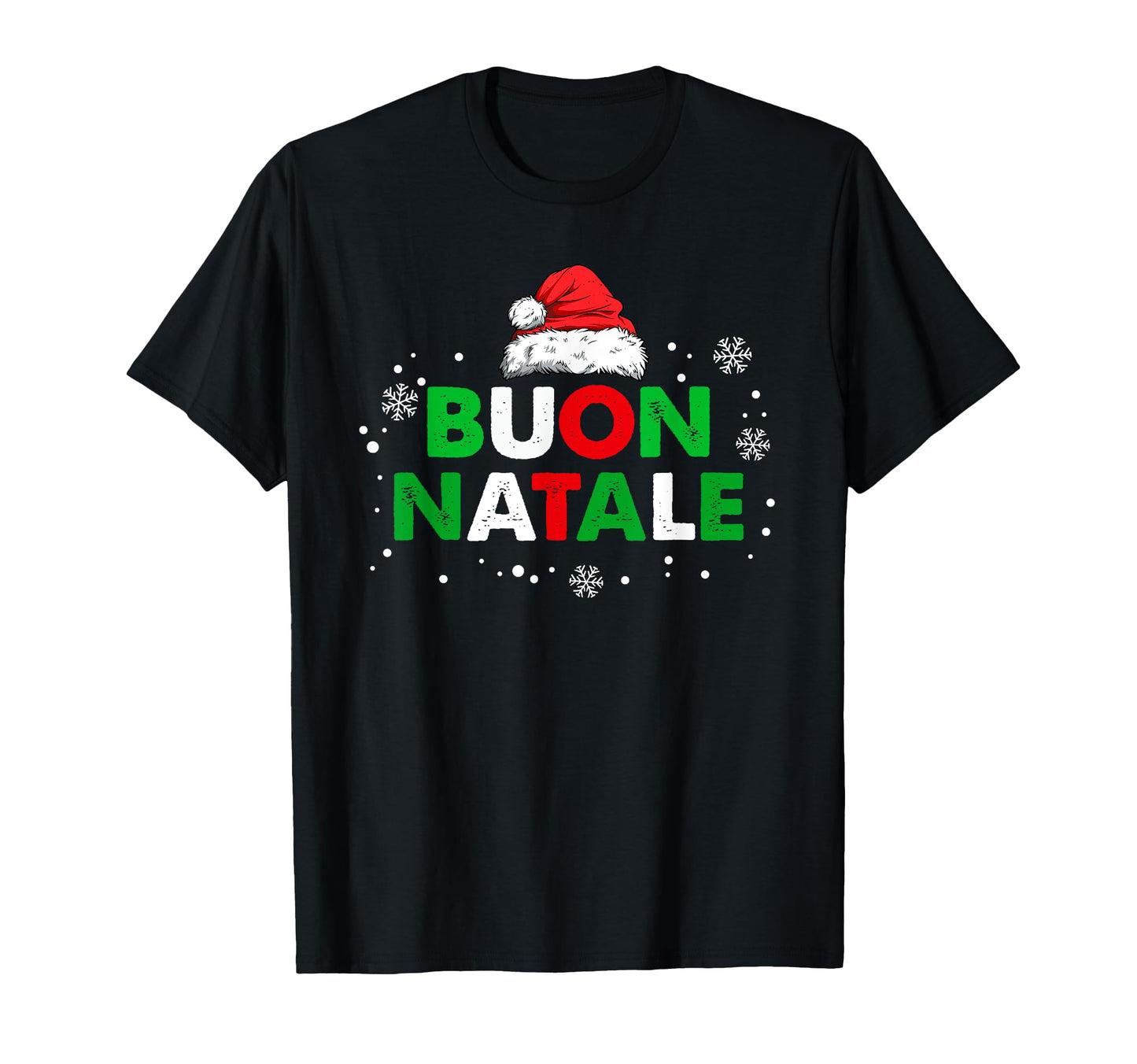 Bz23 Buon Natale Santa Hat Merry T-Shirt - Custom Art Print Men Women - T-Shirt, Sweatshirt, Hoodie