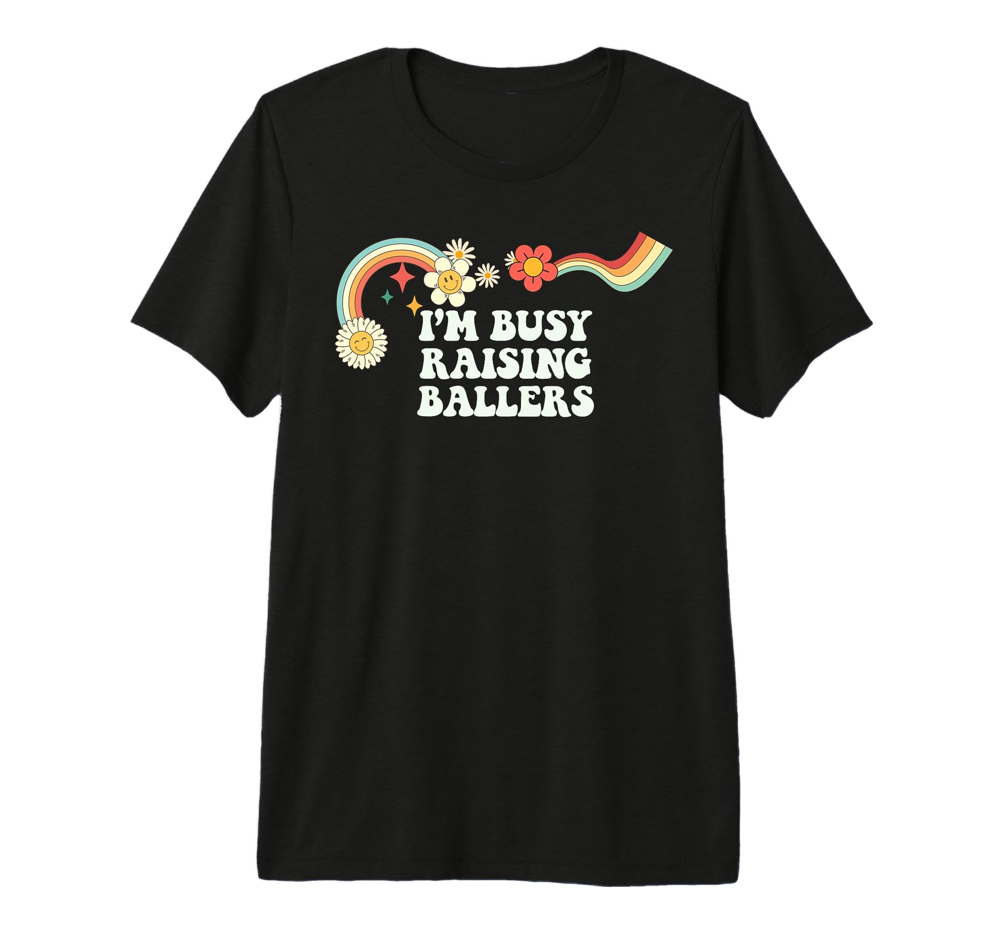 Groovy Funny Im Busy Raising Ballers T-Shirt - Minimalist Print for Adults - T-Shirt, Sweatshirt, Hoodie