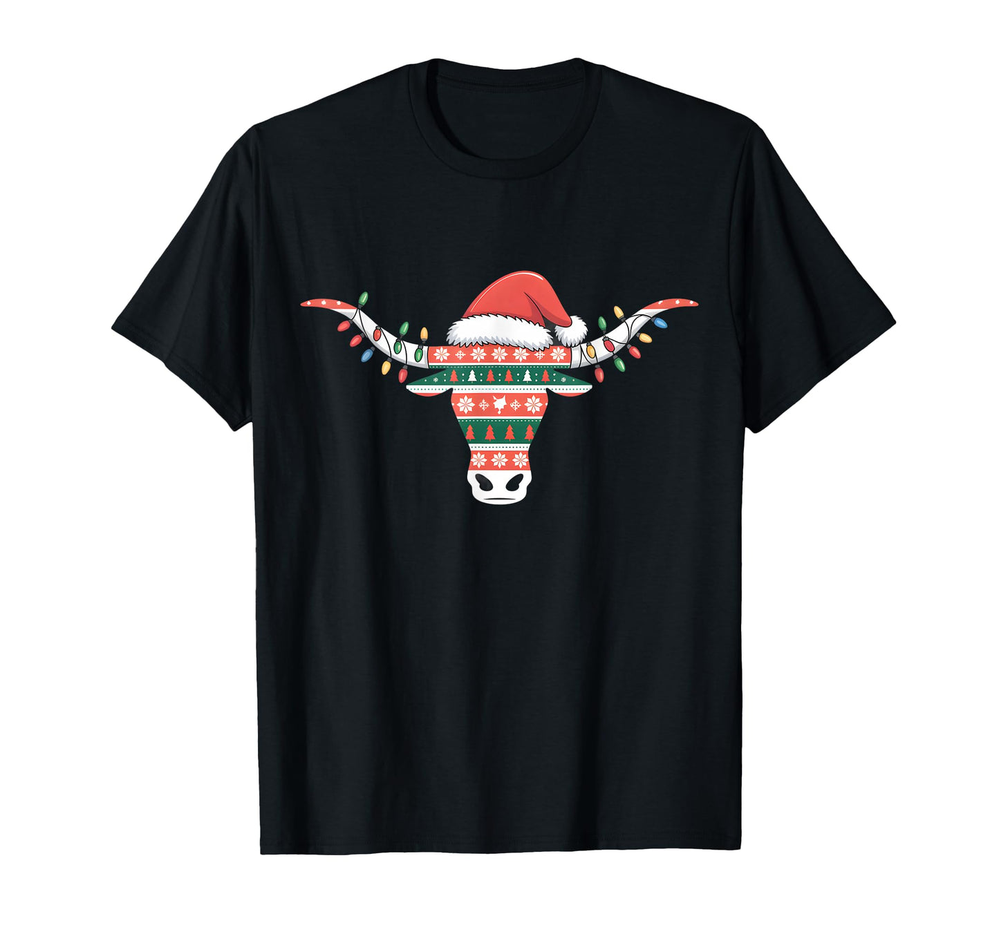 White Longhorn Ugly Santa Hat Horn T-Shirt - Custom Art Print for Adults - T-Shirt, Sweatshirt, Hoodie
