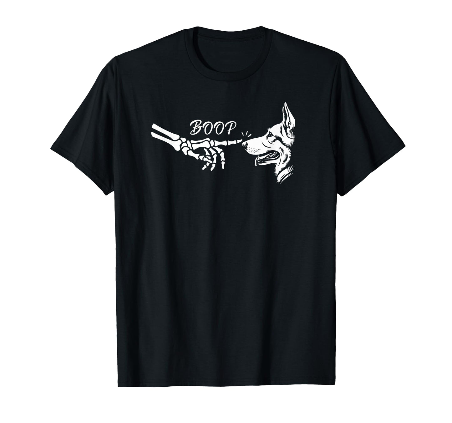 German Shepherd Skeleton Hand Boop T-Shirt - Novelty Apparel Men Women - T-Shirt, Sweatshirt, Hoodie