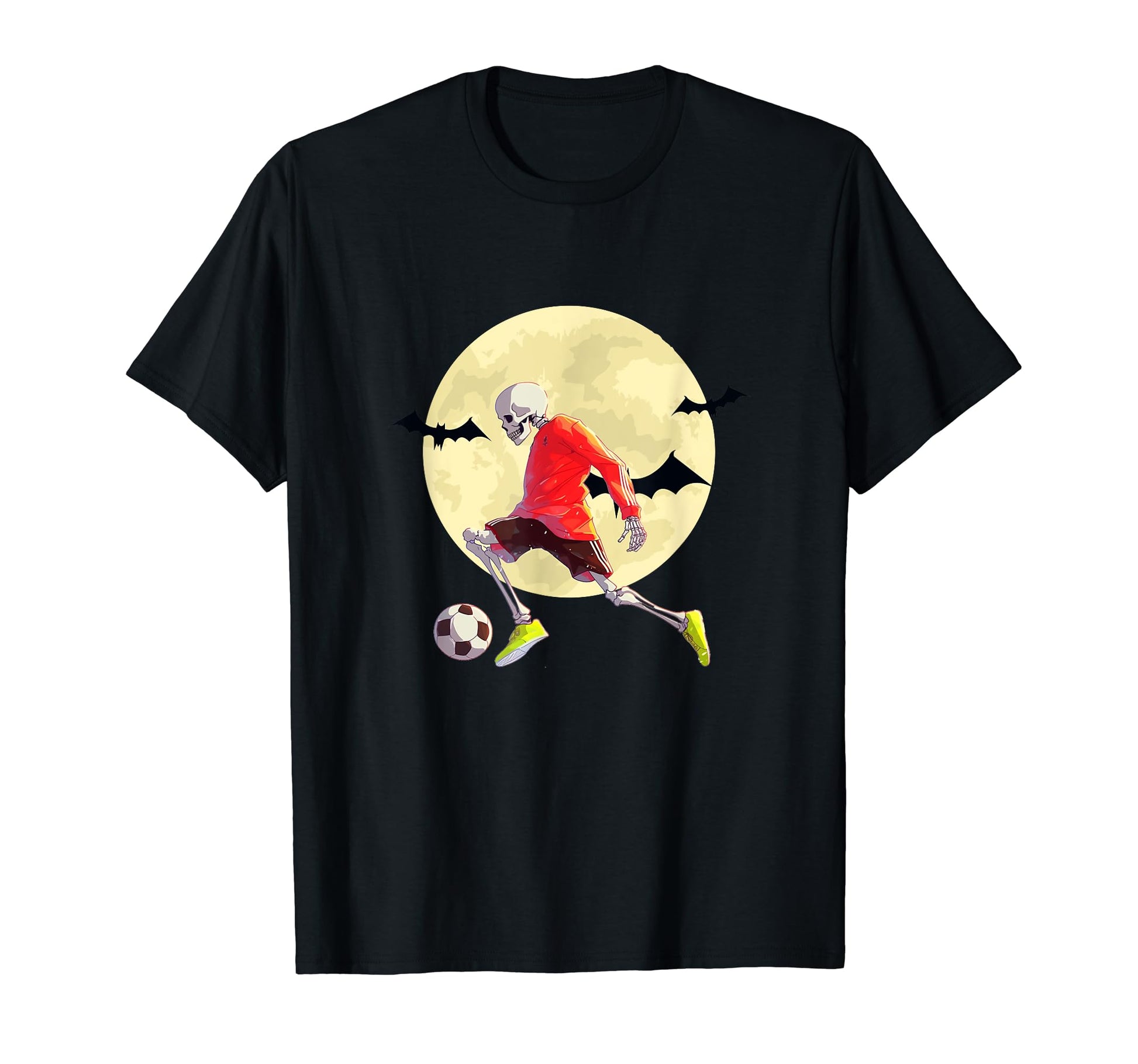 Skeleton Playing Soccer Halloween Soccer T-Shirt - Graphic Print Unisex - T-Shirt, Sweatshirt, Hoodie