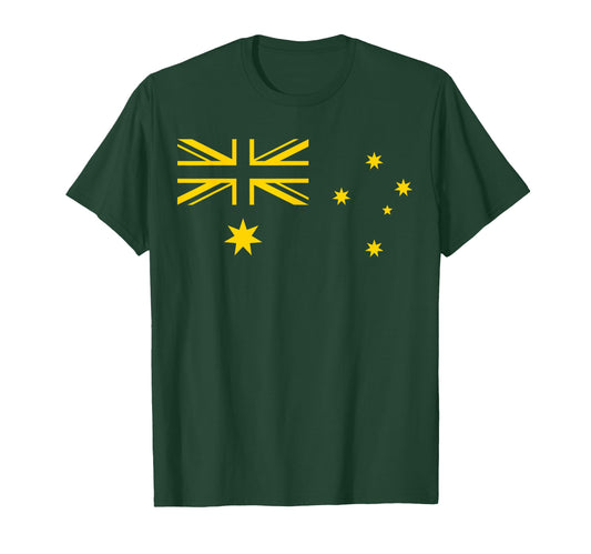 Australia Flag Green And Yellow Sporty T-Shirt - Fun Novelty Design Unisex - T-Shirt, Sweatshirt, Hoodie