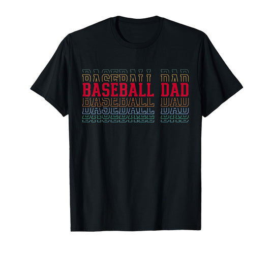 Baseball Dad Funny Layered Text T-Shirt - Novelty Apparel for Adults - T-Shirt, Sweatshirt, Hoodie