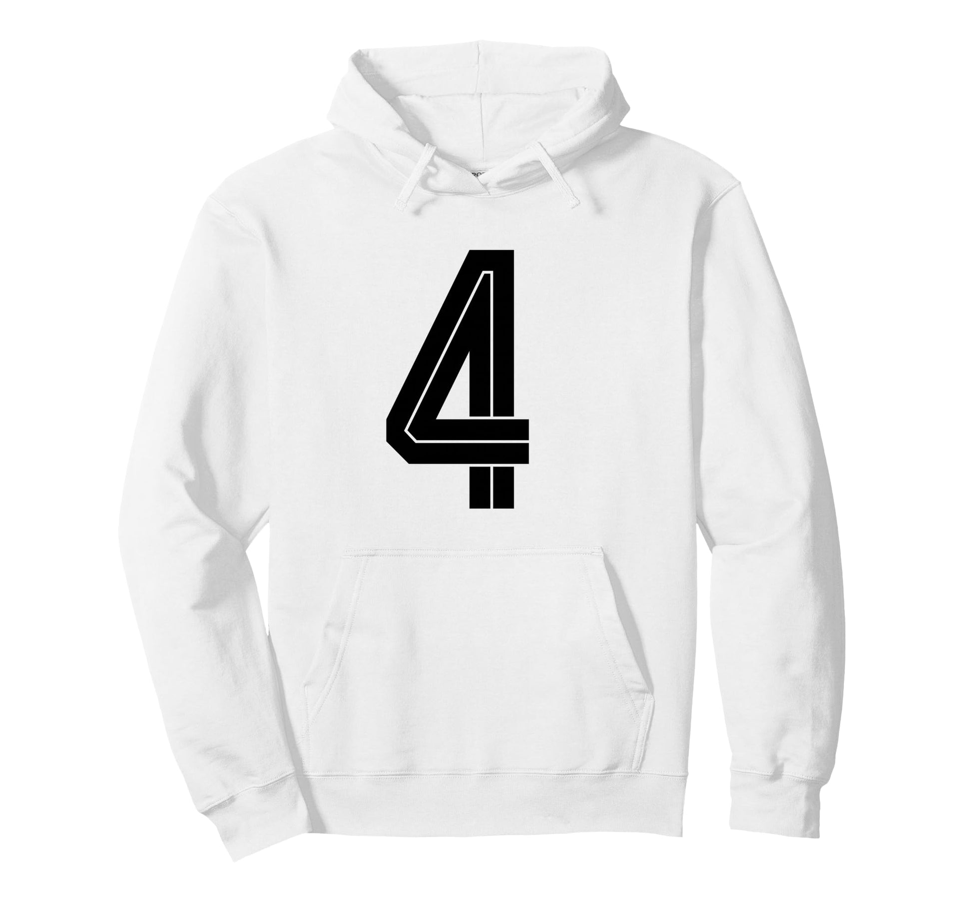 4 White Number 4 Sports Fan Soccer Hoodie - Unique Graphic Unisex - T-Shirt, Sweatshirt, Hoodie