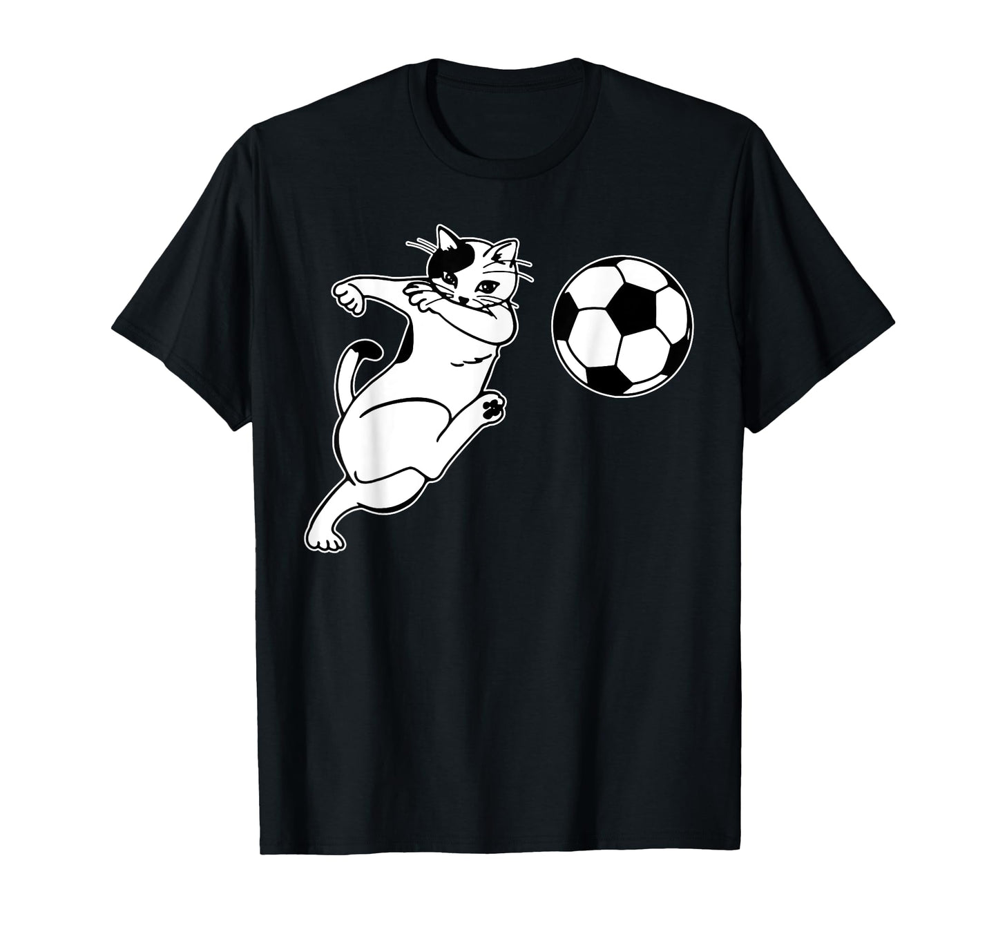 Dabbing Cat Soccer Ball Kick Fun T-Shirt - Graphic Print Men Women - T-Shirt, Sweatshirt, Hoodie