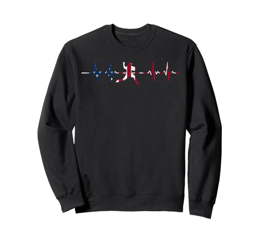 Baseball Heartbeat Us Flag Player Sweatshirt - Streetwear Style for Adults - T-Shirt, Sweatshirt, Hoodie