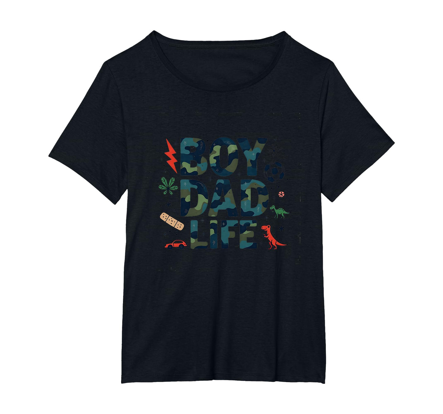 Dad Life Adventure Camo Dinosaur Soccer T-Shirt - Graphic Print Men Women - T-Shirt, Sweatshirt, Hoodie