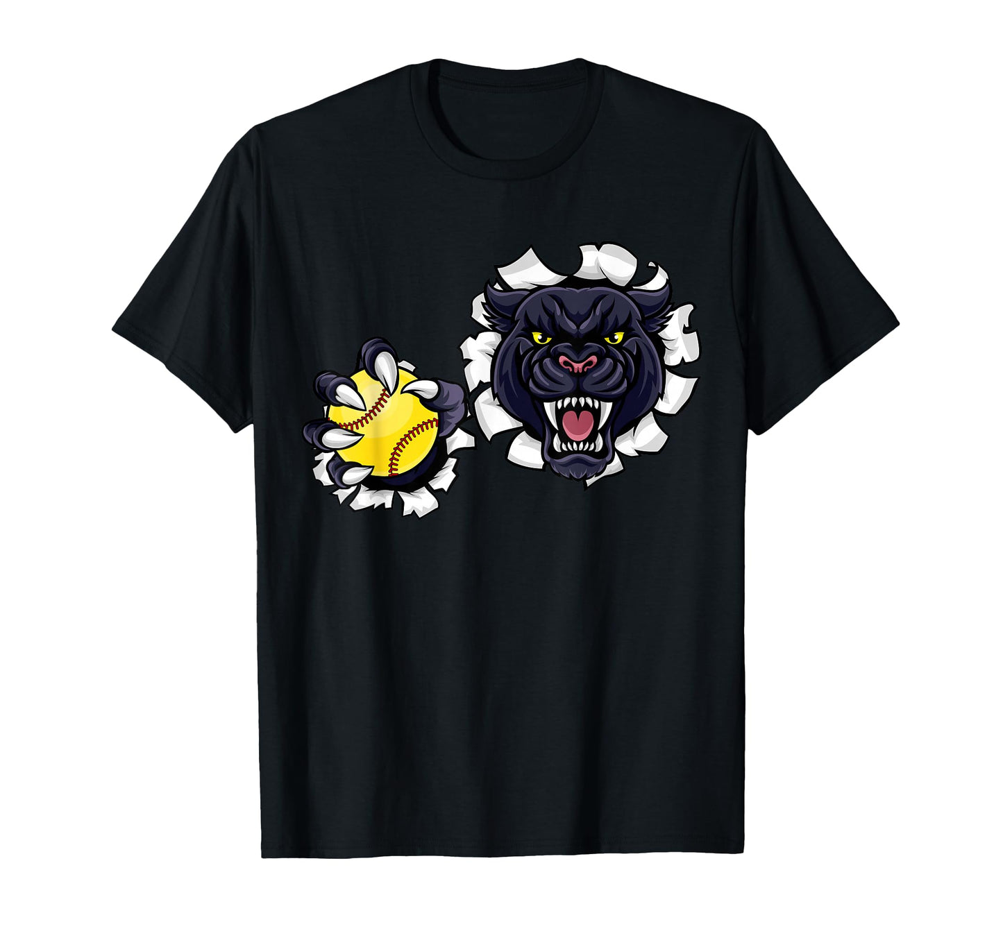Panther Softball Ball Animal Cartoon T-Shirt - Minimalist Print Men Women - T-Shirt, Sweatshirt, Hoodie