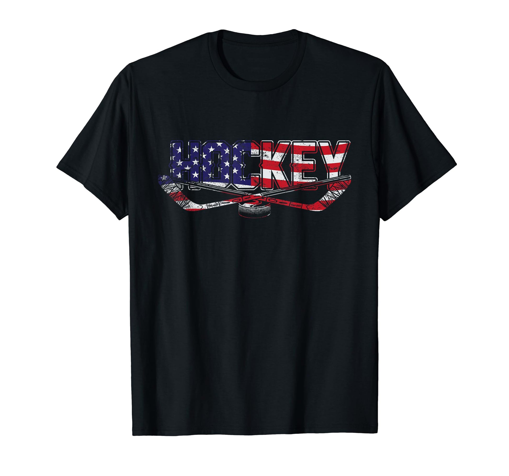 Patriotic Hockey Player Hockey Sticks T-Shirt - Graphic Print Men Women - T-Shirt, Sweatshirt, Hoodie