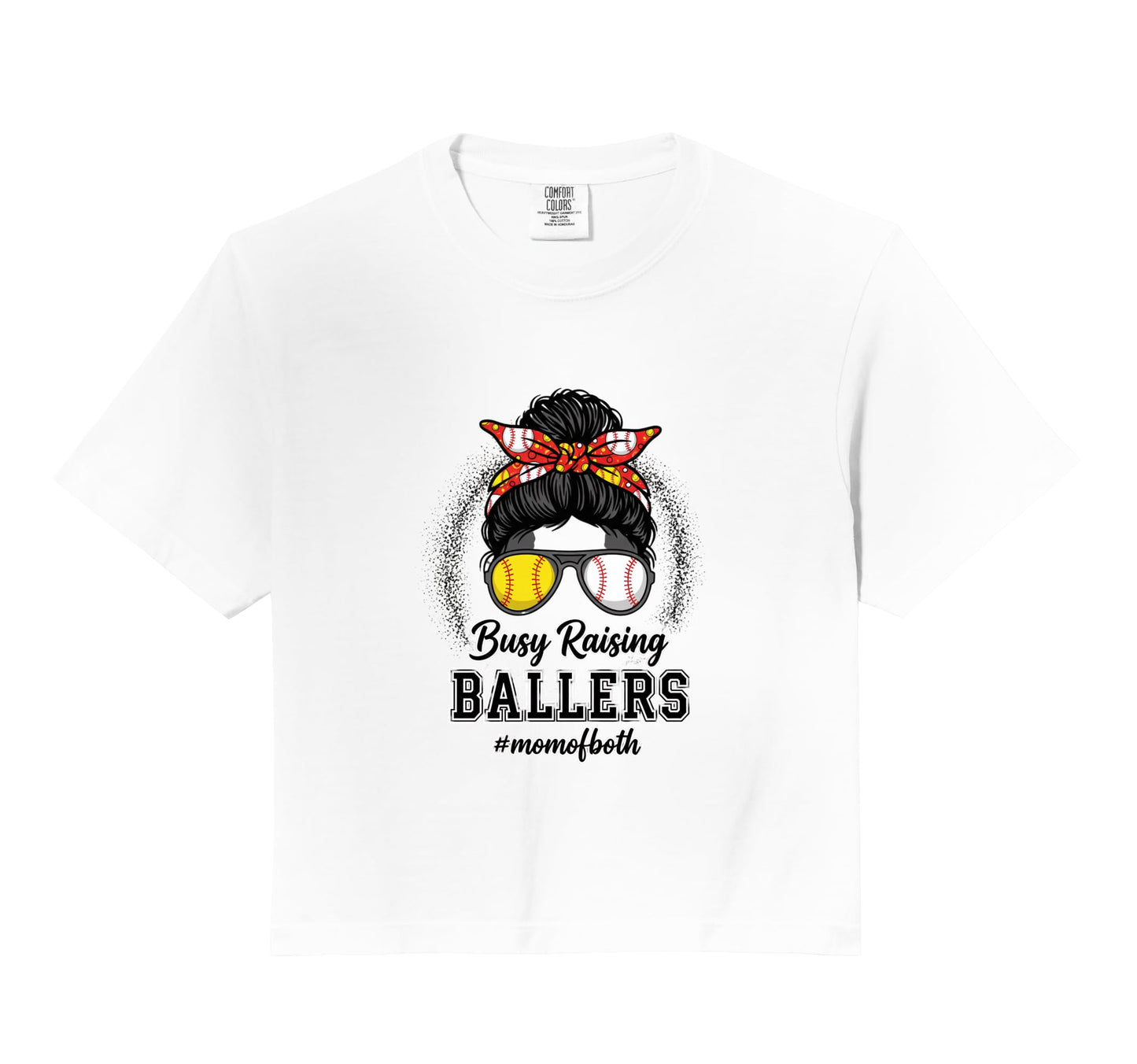 Mom Busy Raising Ballers Mom Both T-Shirt - Fun Novelty Design Men Women - T-Shirt, Sweatshirt, Hoodie
