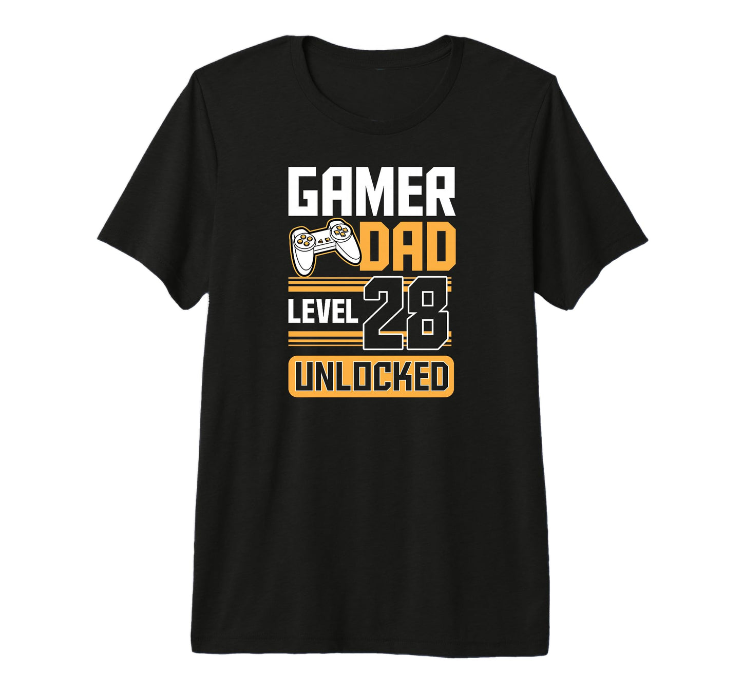 Mens Gamer Dad Level 28 Unlocked 28Th T-Shirt - Custom Art Print Unisex - T-Shirt, Sweatshirt, Hoodie