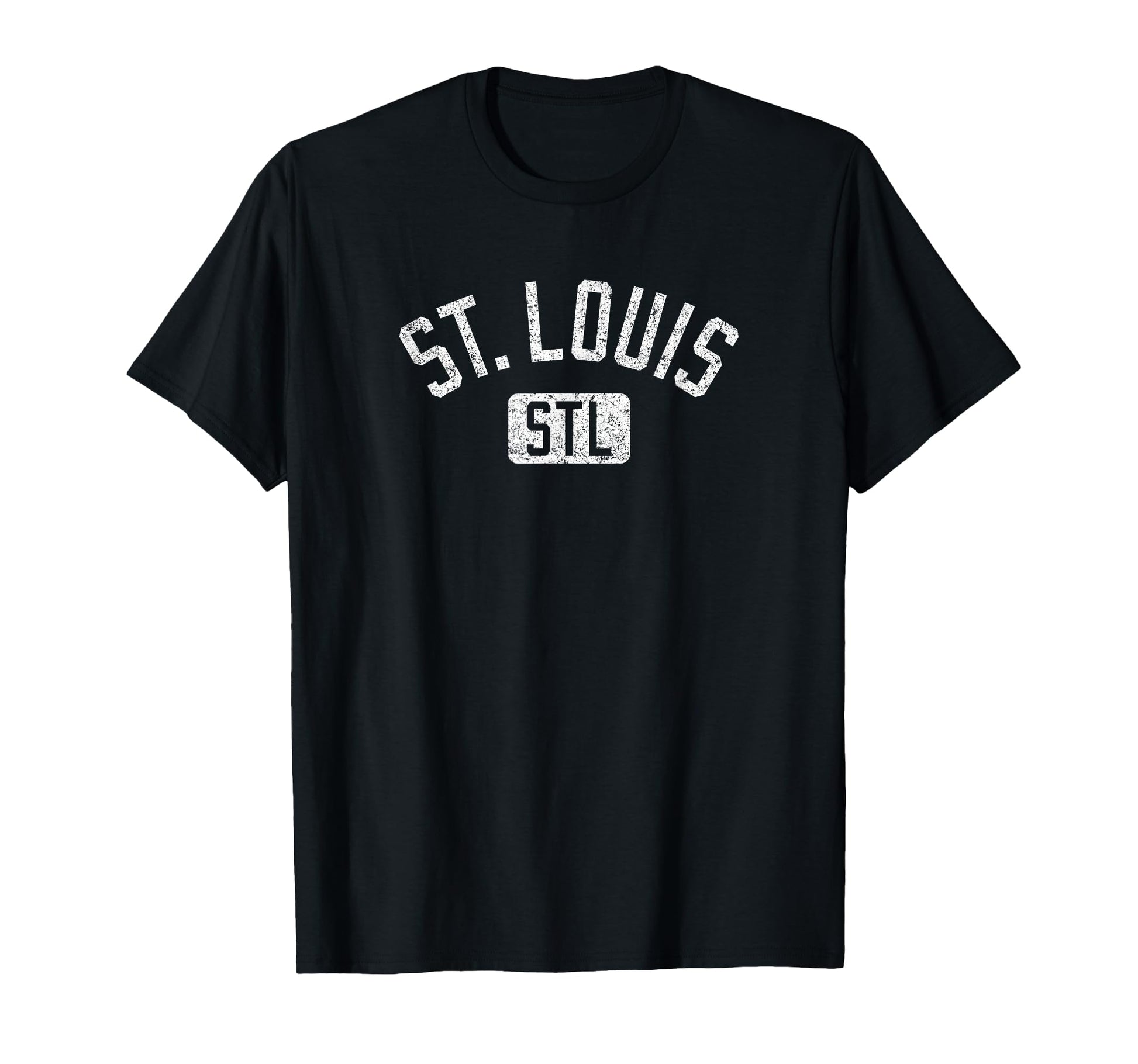St Louis Stl Text Distressed White T-Shirt - Fun Novelty Design Men Women - T-Shirt, Sweatshirt, Hoodie