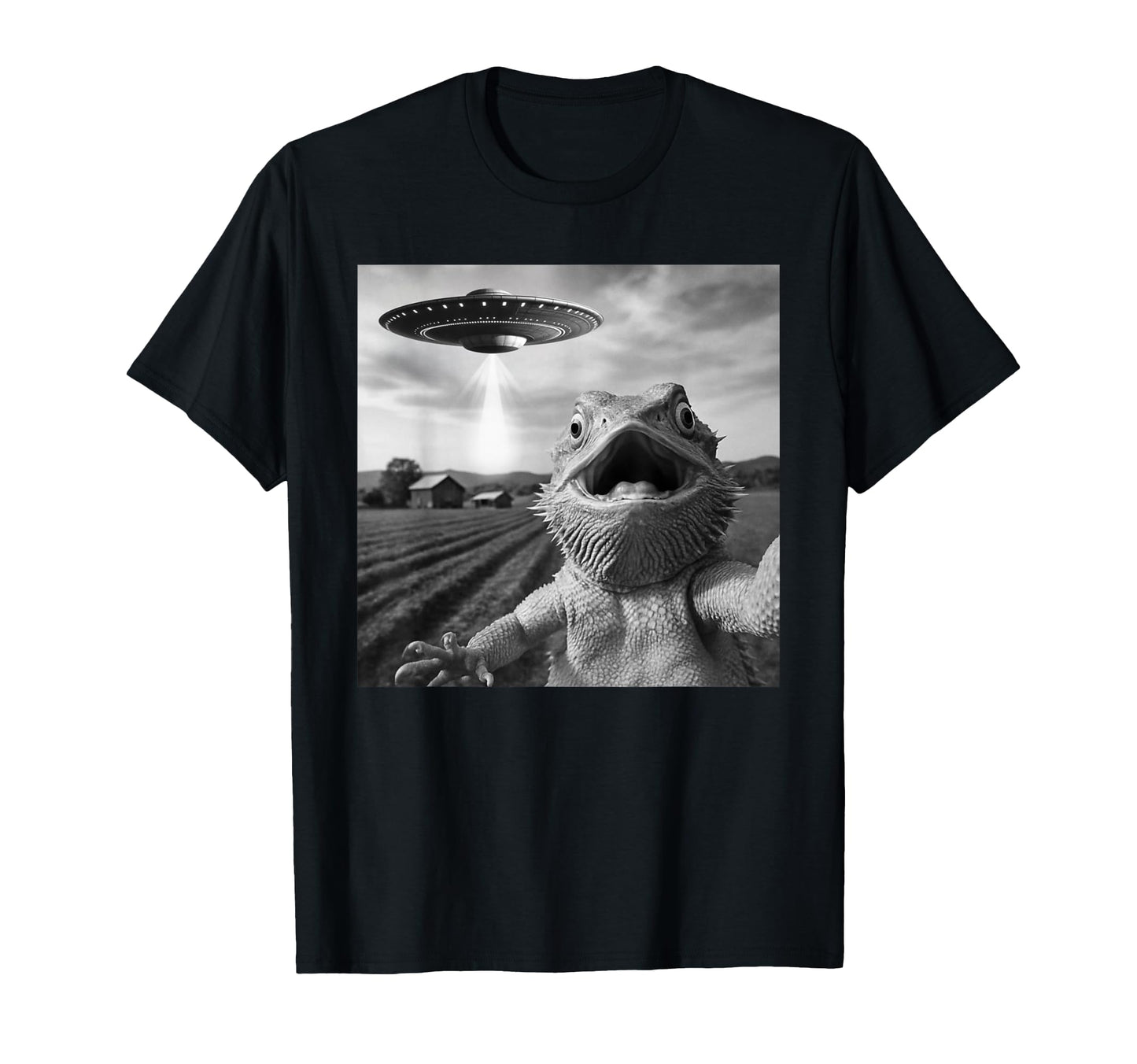 Funny Bearded Dragon Selfie Alien Ufo T-Shirt - Graphic Print for Adults - T-Shirt, Sweatshirt, Hoodie