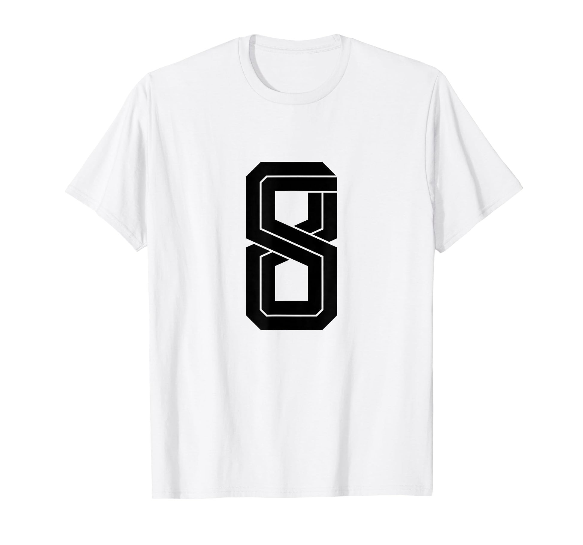 8 White Number 8 Sports Fan Soccer T-Shirt - Fun Novelty Design for Adults - T-Shirt, Sweatshirt, Hoodie