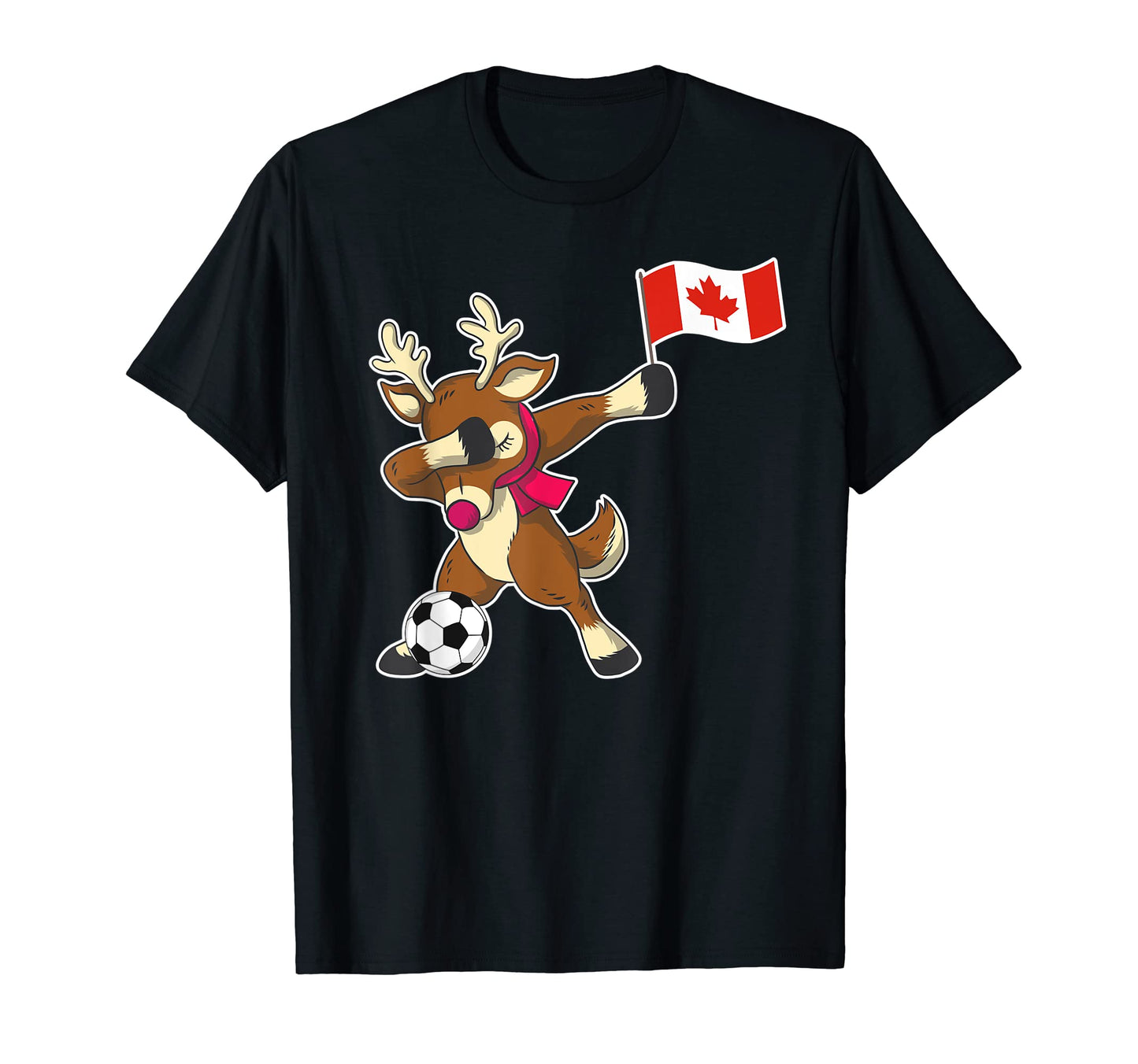 Soccer Canadian Flag Reindeer T-Shirt - Fun Novelty Design Men Women - T-Shirt, Sweatshirt, Hoodie