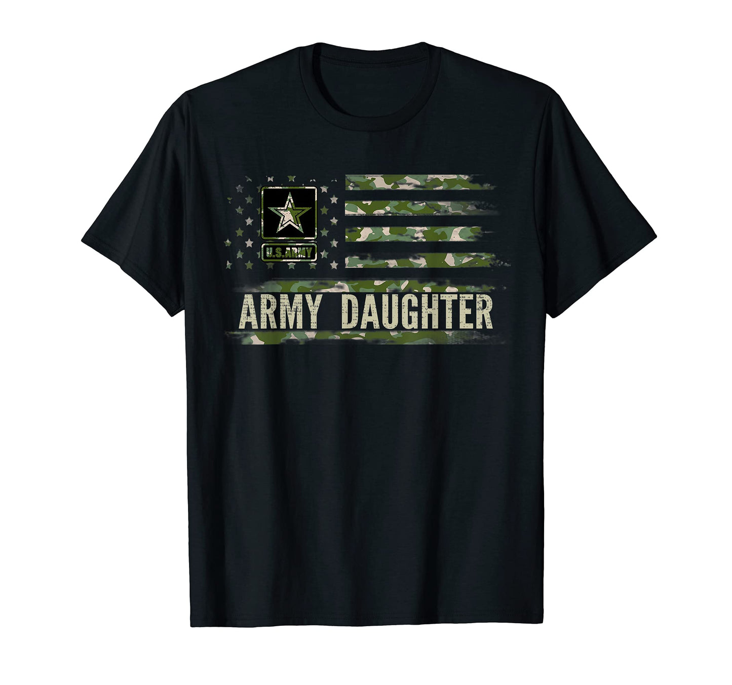 Army Daughter Camo American Flag T-Shirt - Unique Graphic for Adults - T-Shirt, Sweatshirt, Hoodie