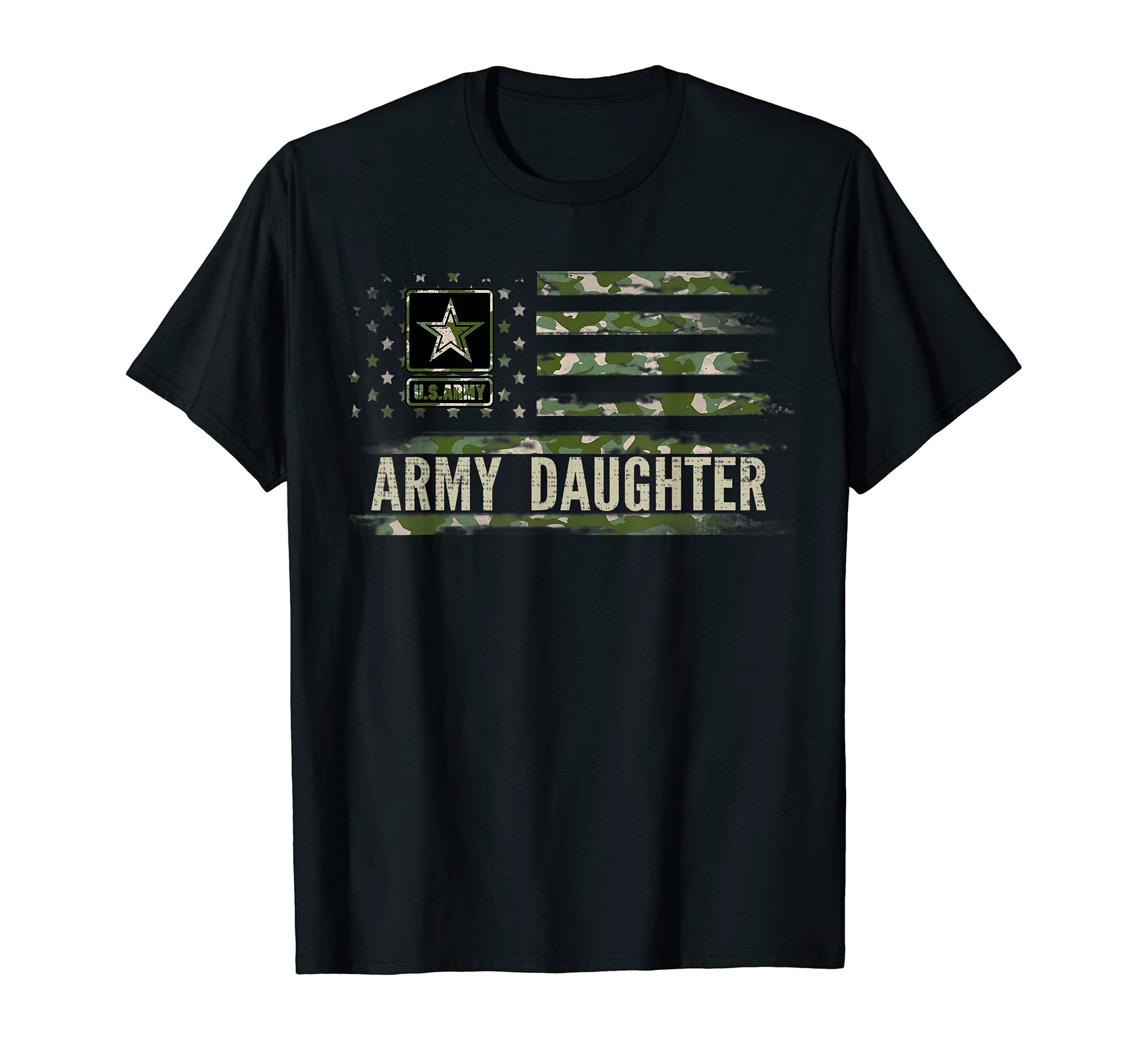 Army Daughter Camo American Flag T-Shirt - Unique Graphic for Adults - T-Shirt, Sweatshirt, Hoodie