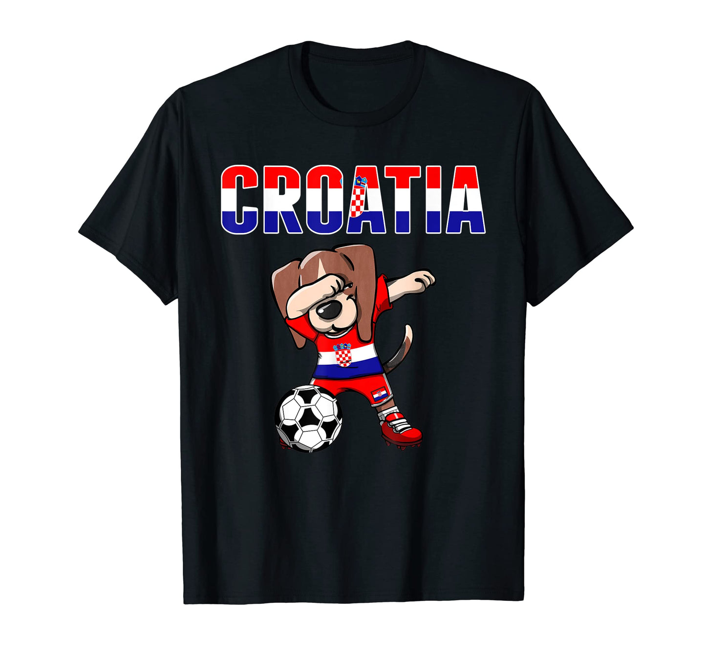 Dabbing Beagle Dog Croatia Soccer Fans T-Shirt - Minimalist Print Unisex - T-Shirt, Sweatshirt, Hoodie