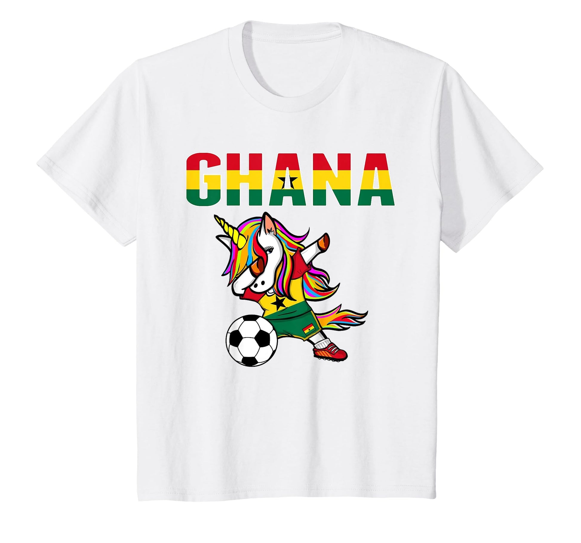 Dabbing Unicorn Ghana Soccer Fans Jersey T-Shirt - Custom Art Print Unisex - T-Shirt, Sweatshirt, Hoodie