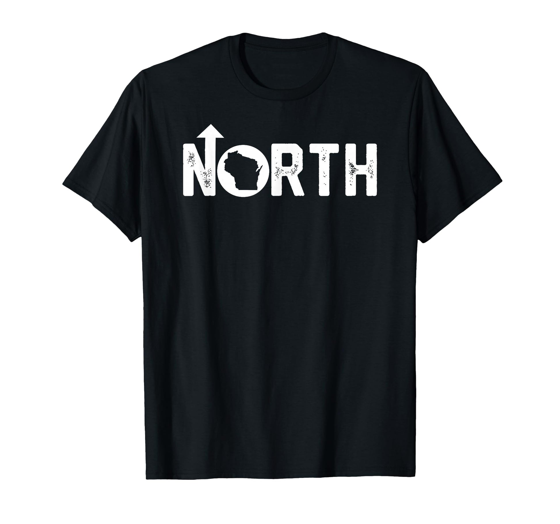 Up North Wisconsin Distressed Text T-Shirt - Unique Graphic Unisex - T-Shirt, Sweatshirt, Hoodie