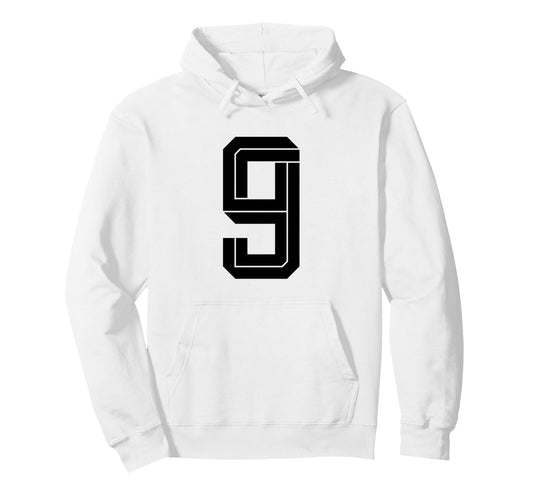 9 White Number 9 Sports Fan Soccer Hoodie - Casual Everyday Wear for Adults - T-Shirt, Sweatshirt, Hoodie