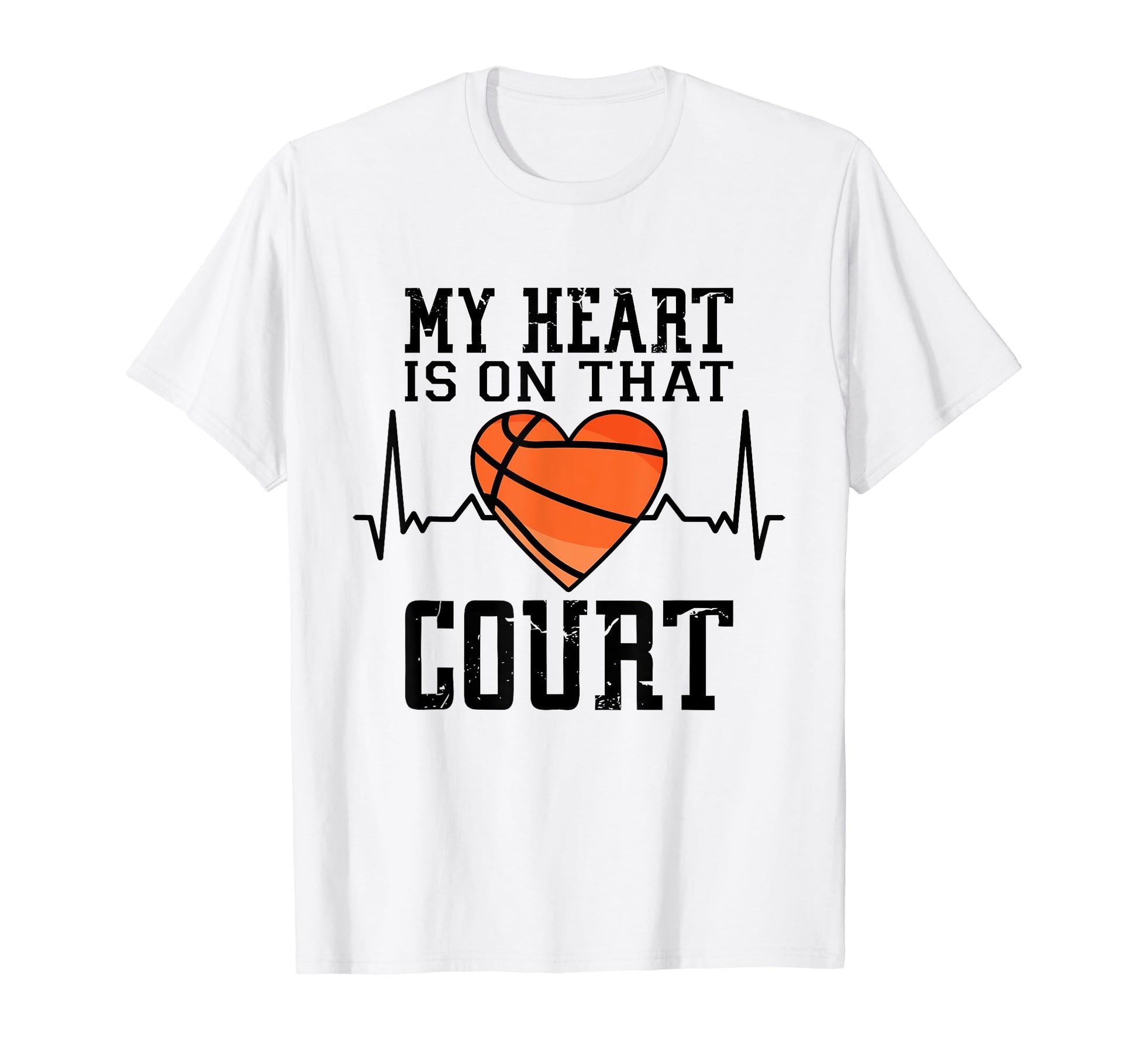 My Heart Is That Court Basketball Dad T-Shirt - Unique Graphic Unisex - T-Shirt, Sweatshirt, Hoodie