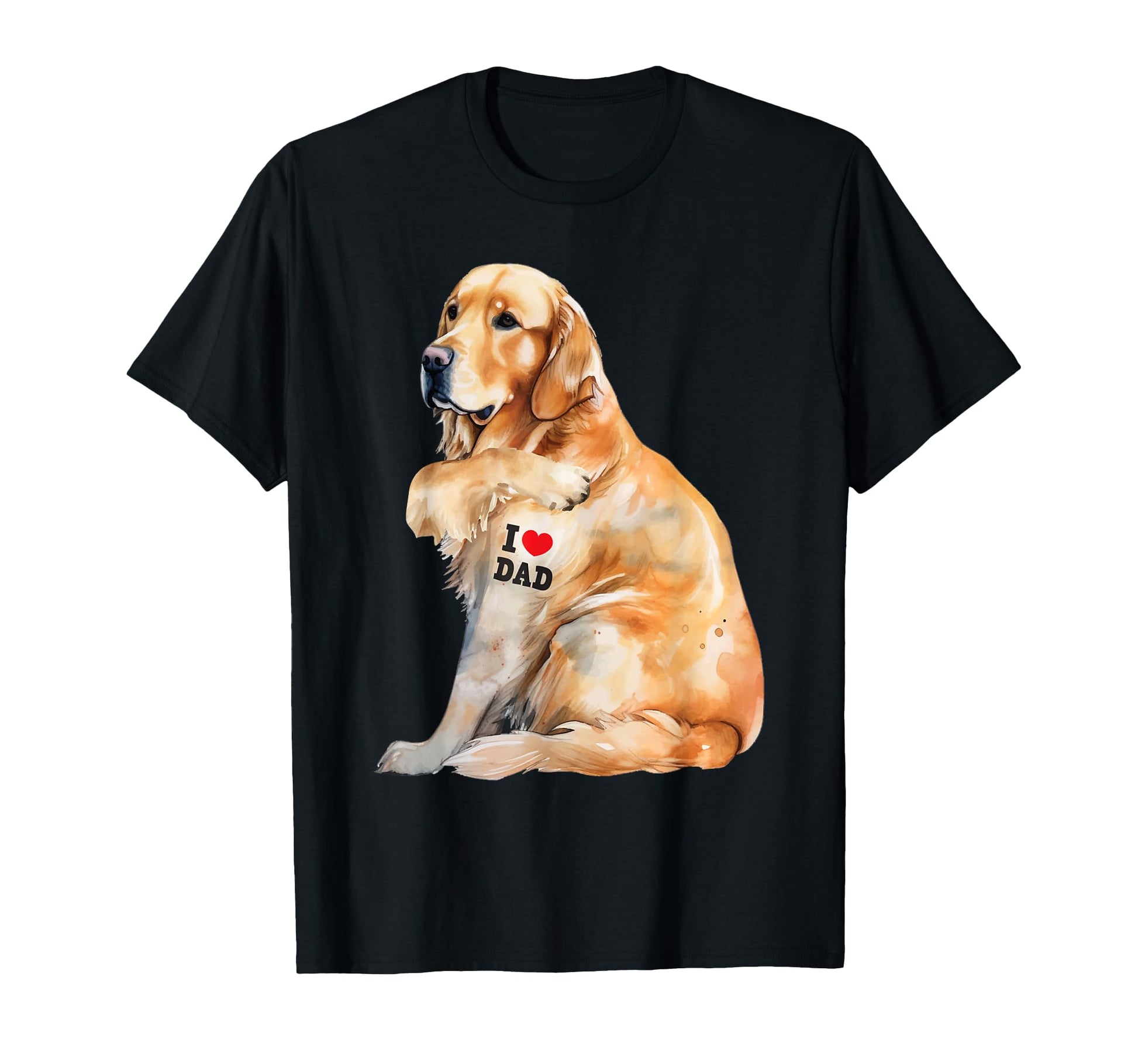 I Love Dad Patriotic Golden Retriever T-Shirt - Novelty Apparel for Adults - T-Shirt, Sweatshirt, Hoodie