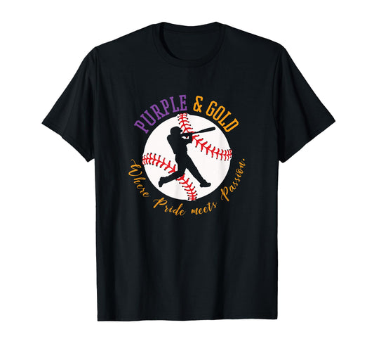 Baseball Purple Gold Team Color T-Shirt - Graphic Print for Adults - T-Shirt, Sweatshirt, Hoodie
