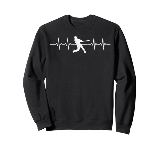 Baseball Player Heartbeat Sweatshirt - Casual Everyday Wear Men Women - T-Shirt, Sweatshirt, Hoodie
