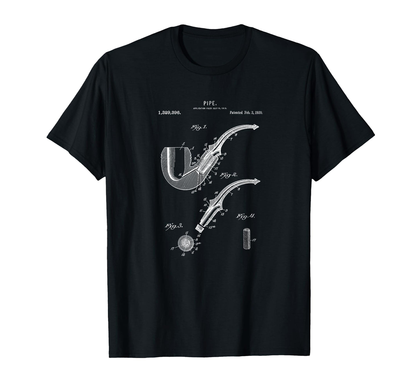 Smoking Pipe Blueprint Drawing Detective T-Shirt - Graphic Print Unisex - T-Shirt, Sweatshirt, Hoodie