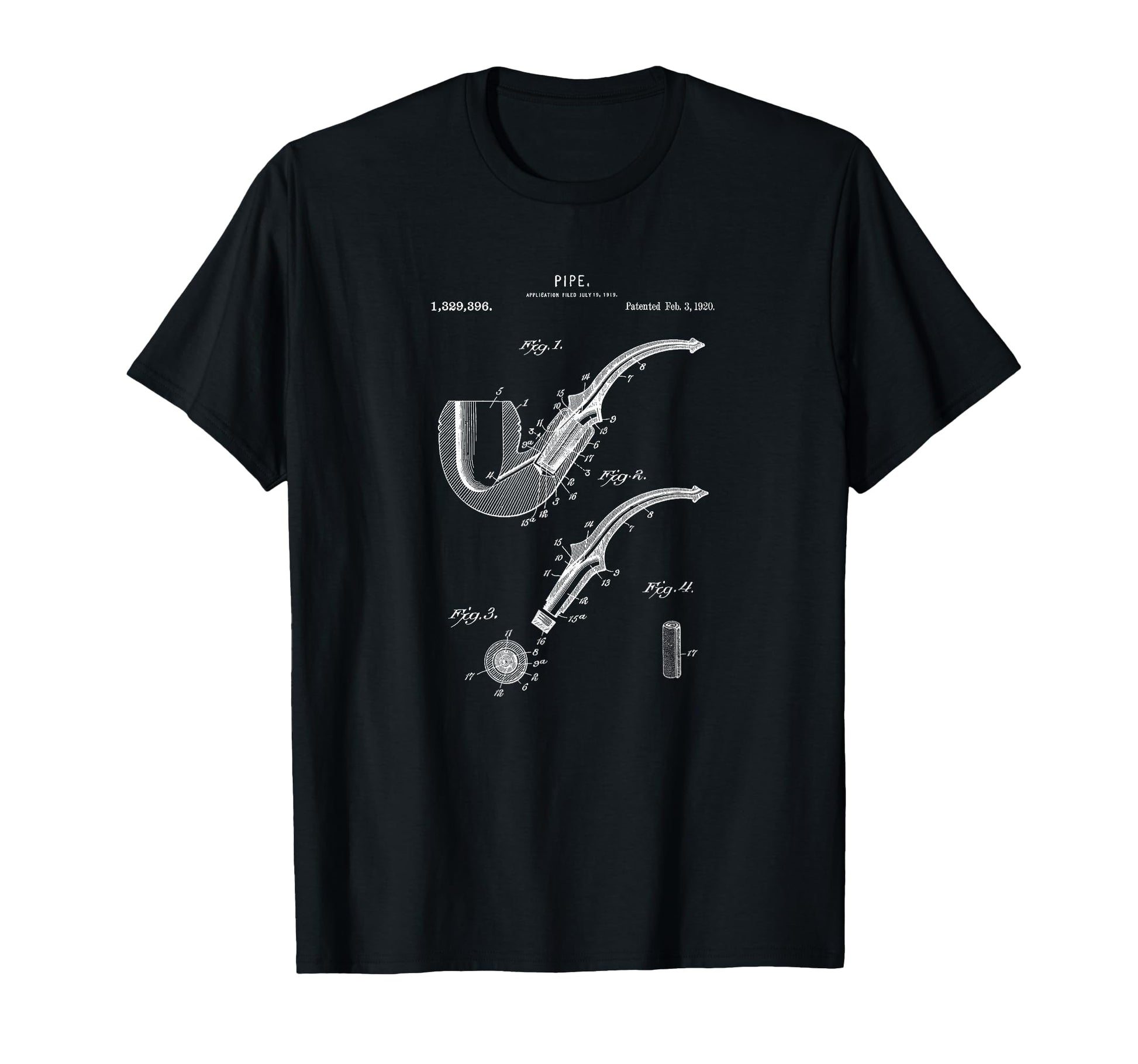 Smoking Pipe Blueprint Drawing Detective T-Shirt - Graphic Print Unisex - T-Shirt, Sweatshirt, Hoodie