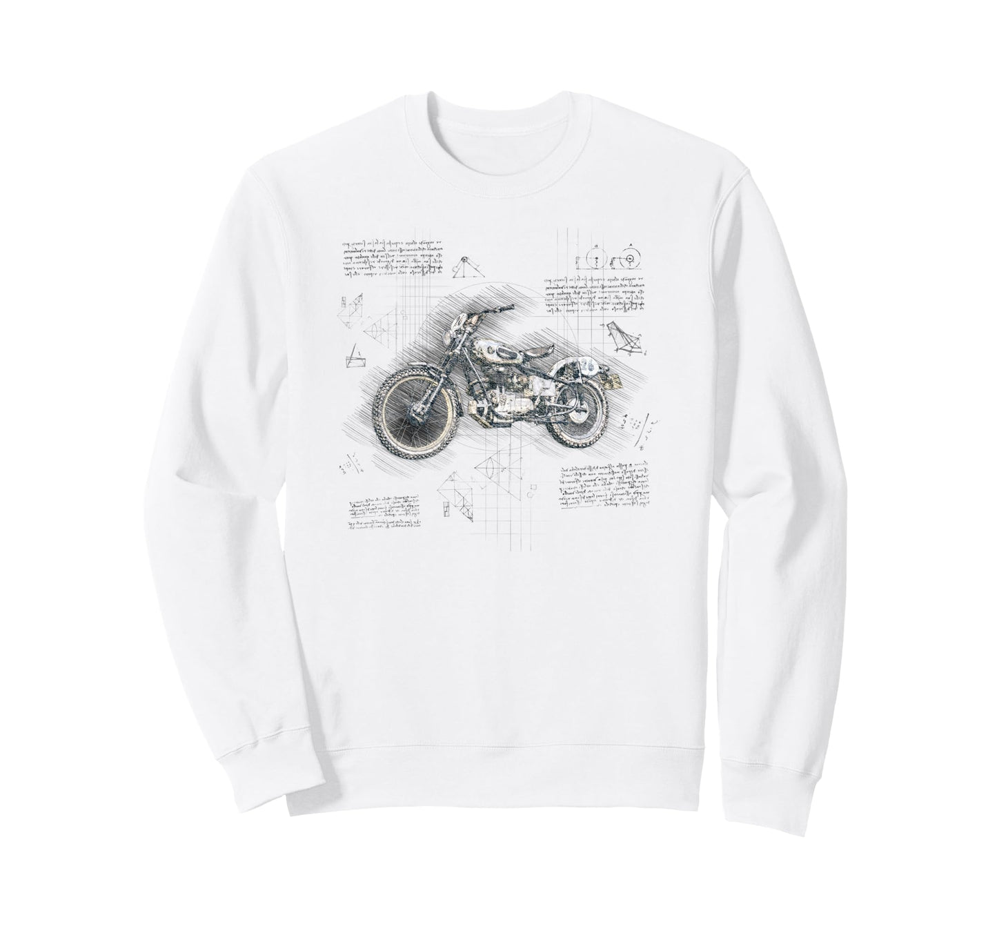 Motorbike Blueprint Motorcycle Bike Sweatshirt - Fun Novelty Design Unisex - T-Shirt, Sweatshirt, Hoodie