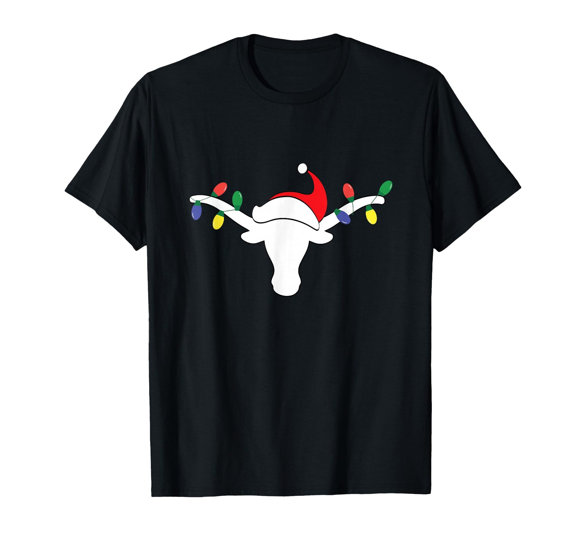 White Longhorn Lights Santa Hat Horn T-Shirt - Streetwear Style Men Women - T-Shirt, Sweatshirt, Hoodie