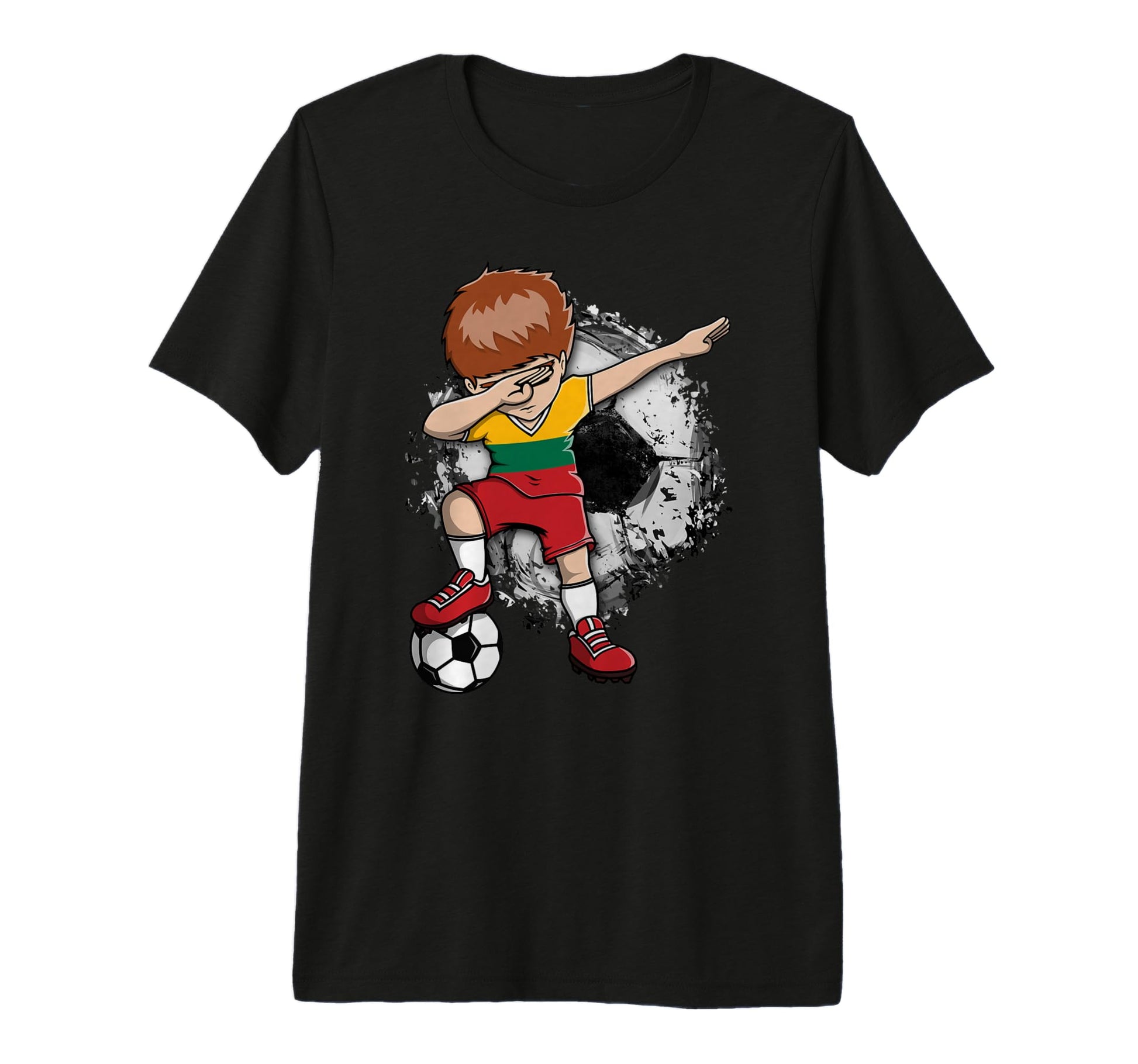 Dabbing Soccer Lithuania Jersey T-Shirt - Fun Novelty Design for Adults - T-Shirt, Sweatshirt, Hoodie