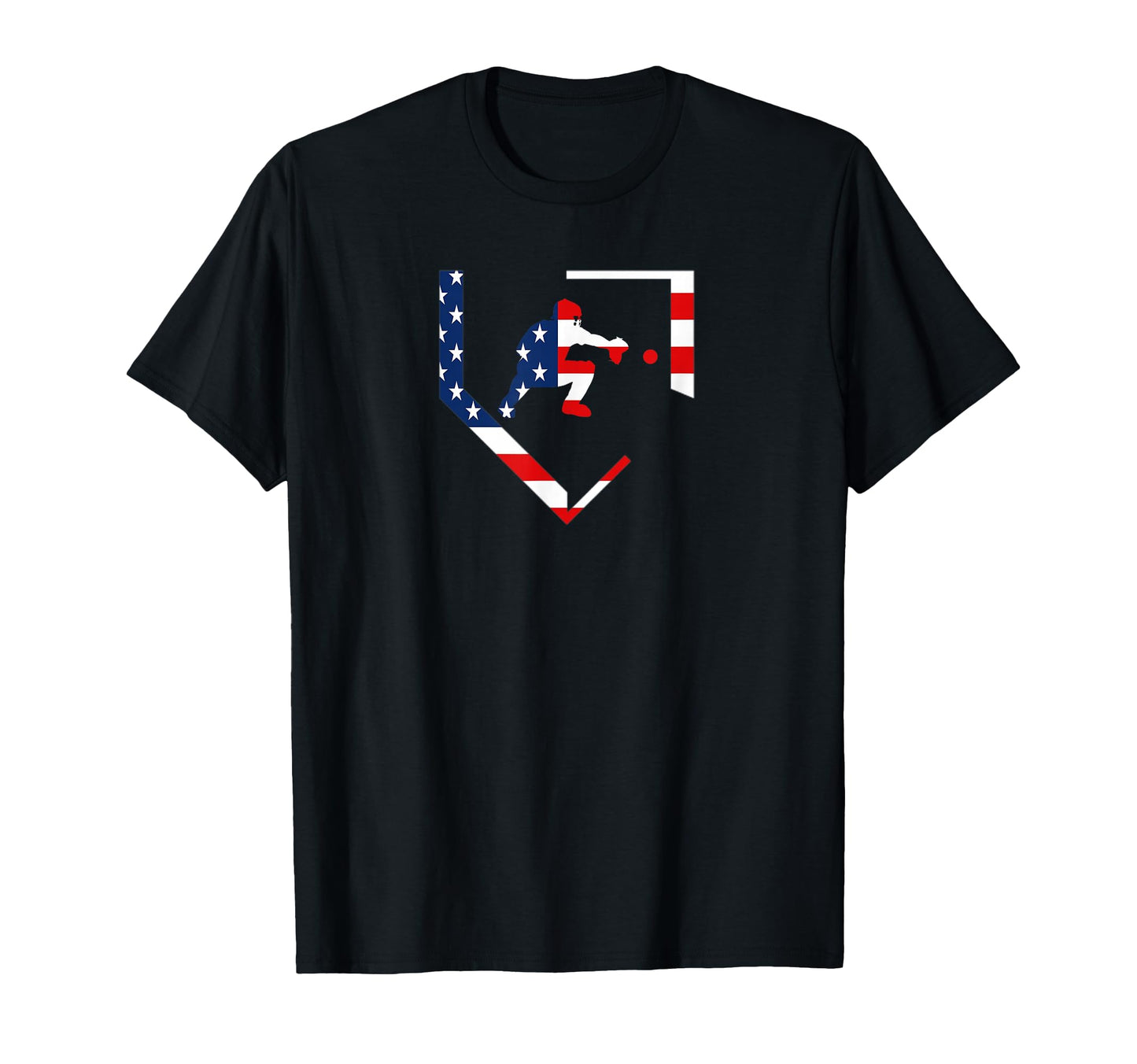 American Flag Baseball Catcher Gear T-Shirt - Custom Art Print for Adults - T-Shirt, Sweatshirt, Hoodie