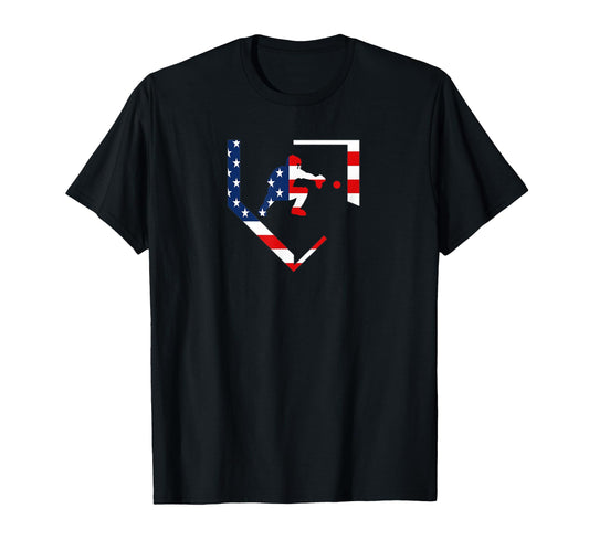 American Flag Baseball Catcher Gear T-Shirt - Custom Art Print for Adults - T-Shirt, Sweatshirt, Hoodie