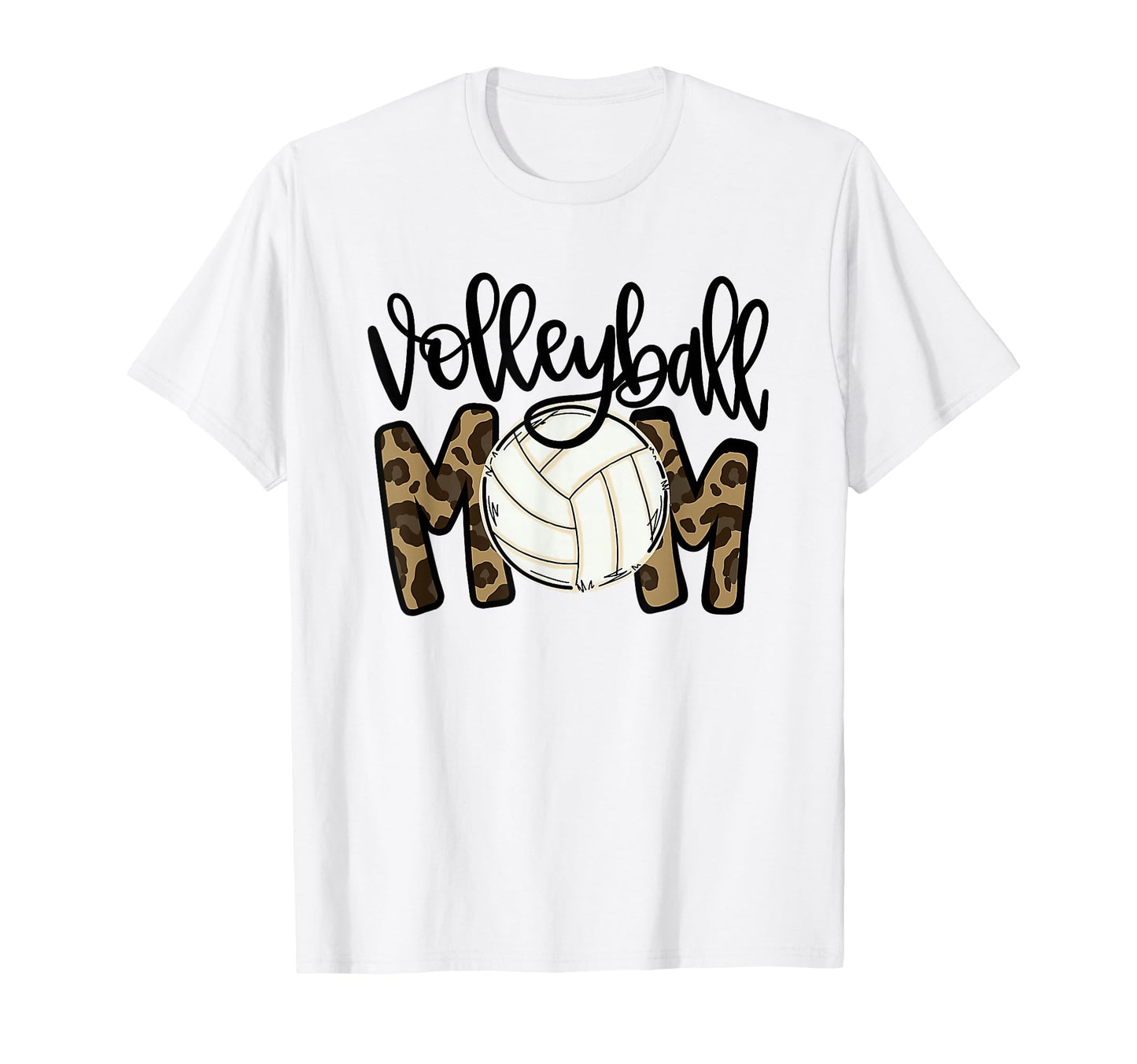 Volleyball Mom Leopard Funny Ball Mom T-Shirt - Minimalist Print Men Women - T-Shirt, Sweatshirt, Hoodie