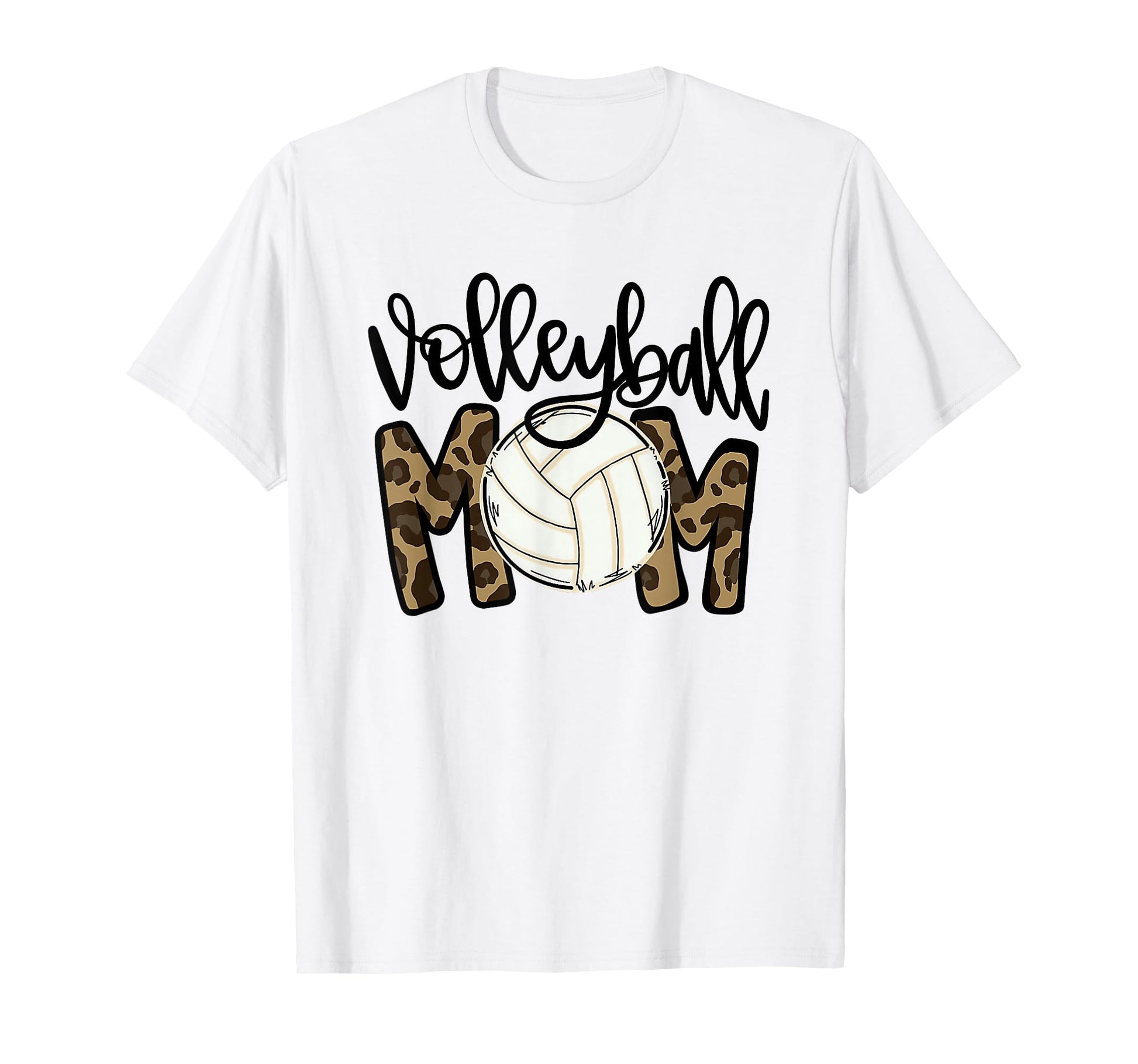 Volleyball Mom Leopard Funny Ball Mom T-Shirt - Minimalist Print Men Women - T-Shirt, Sweatshirt, Hoodie
