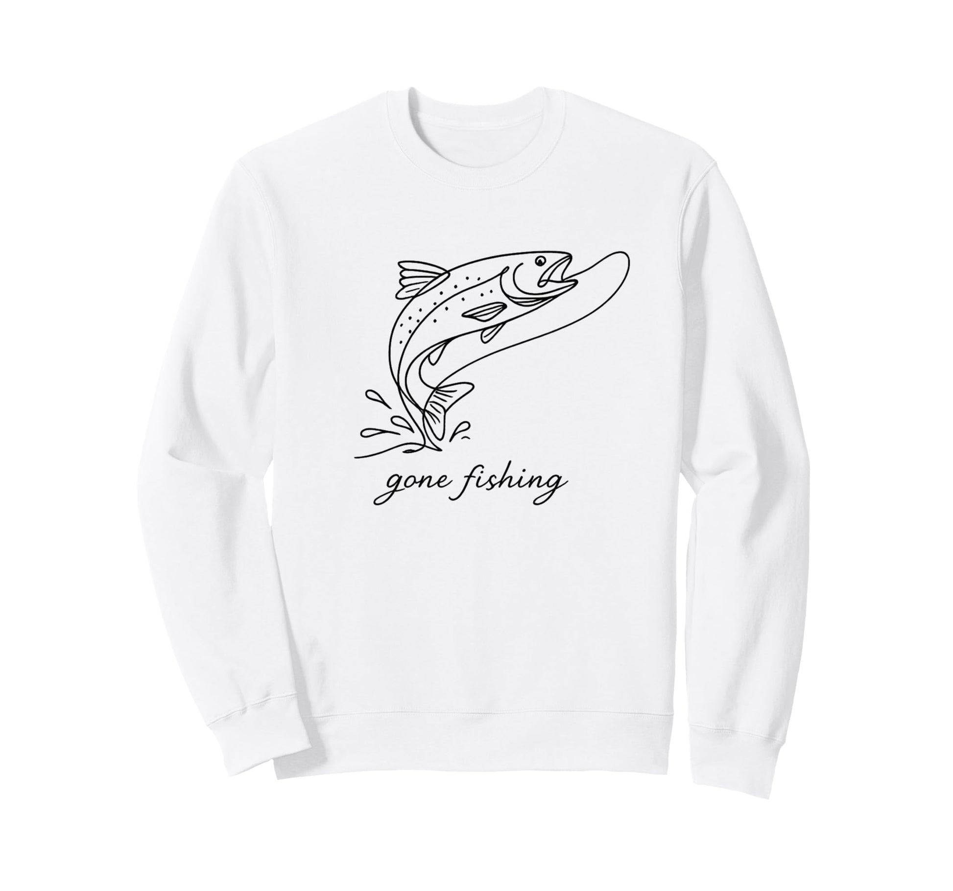 Gone Fishing Trout Line Art Sweatshirt - Aesthetic Graphic Unisex - T-Shirt, Sweatshirt, Hoodie