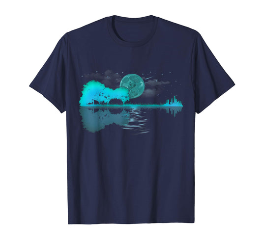 Acoustic Guitar Lake Reflections Tree T-Shirt - Novelty Apparel Men Women - T-Shirt, Sweatshirt, Hoodie